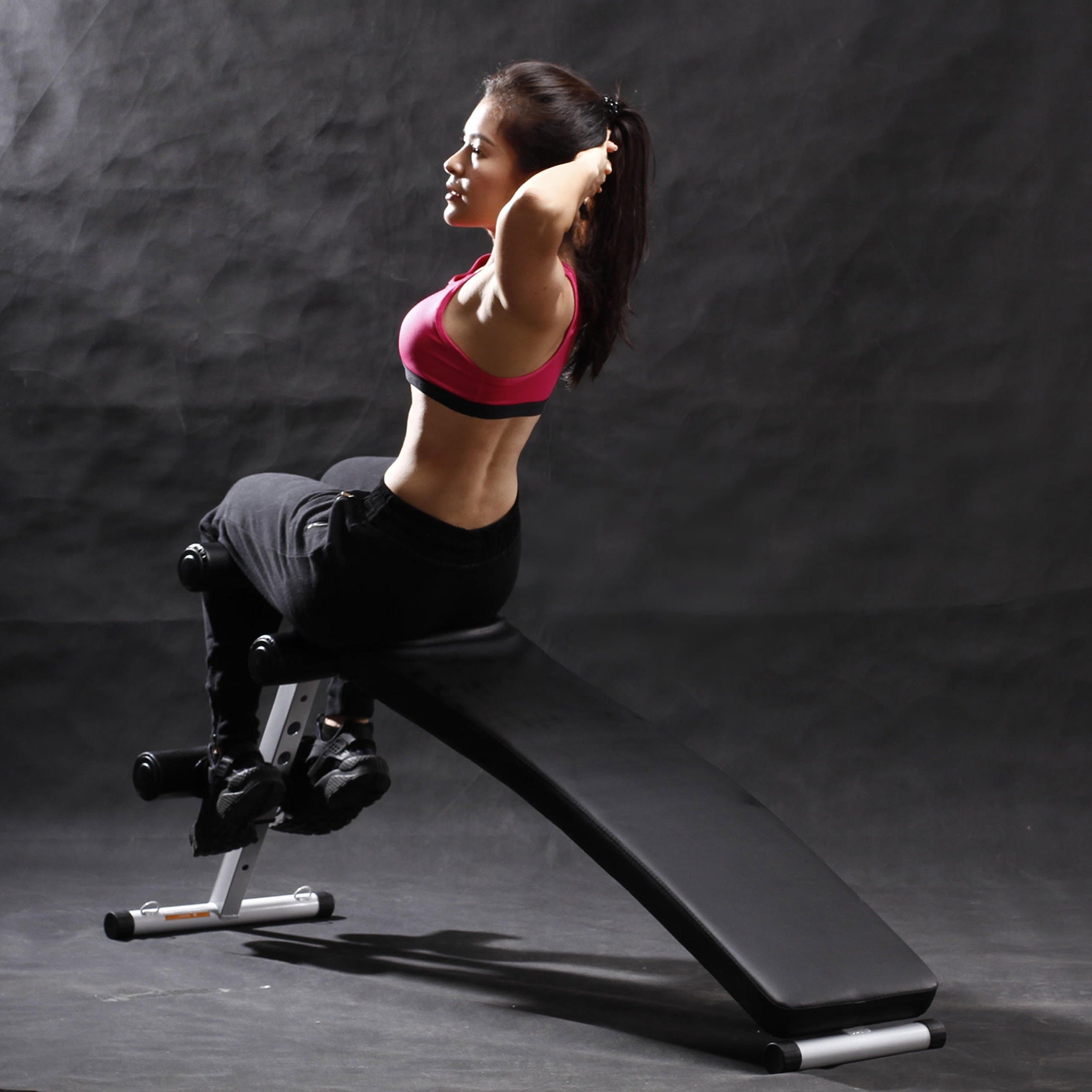 Oukang Curved Adjustable Sit up Bench, Decline Bench Slant Board,Crunch Board, Ab Bench