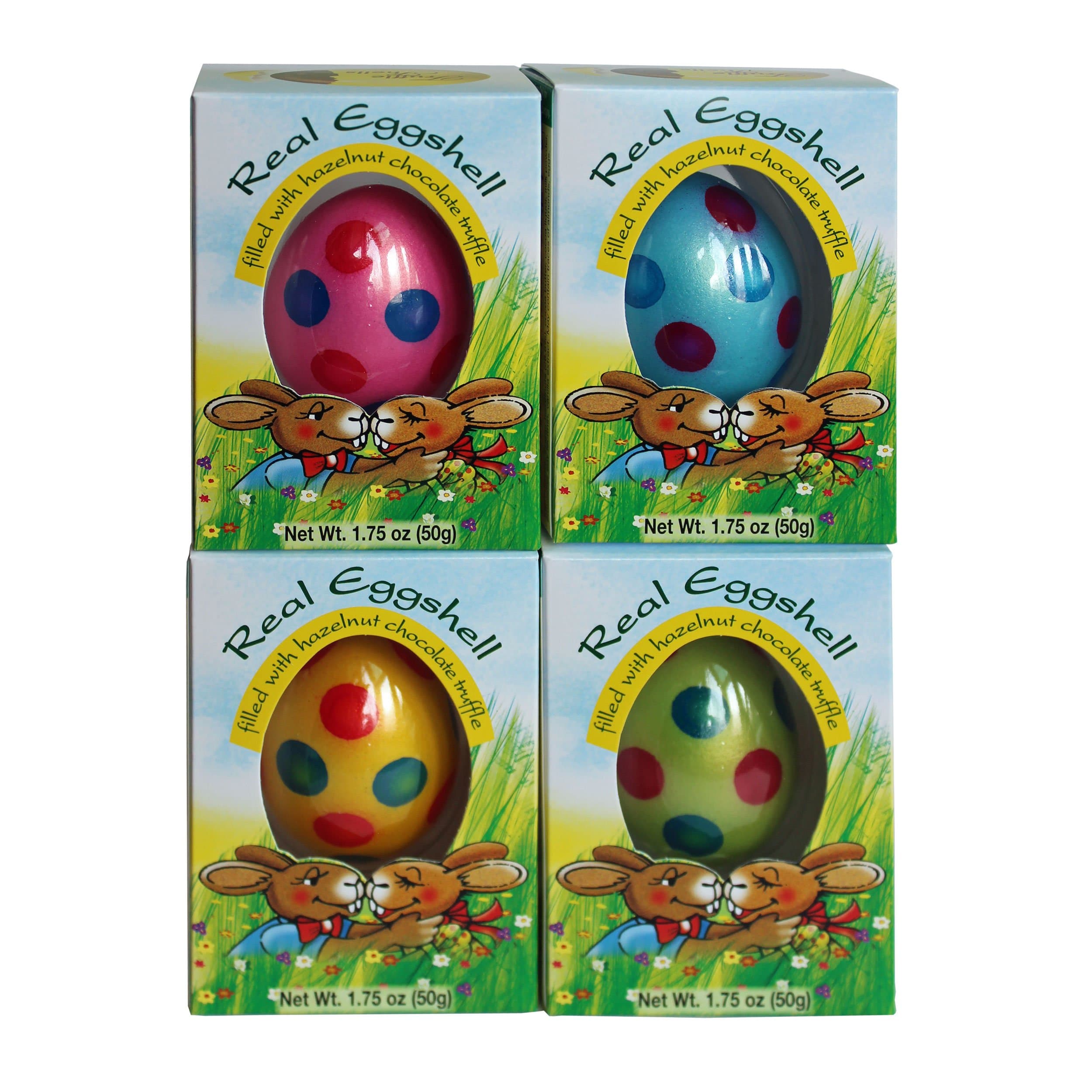 Gut Springenheide -FOUR (Polka) Real Eggshell with Hazelnut Chocolate Truffel Filling (50g each) for Easter