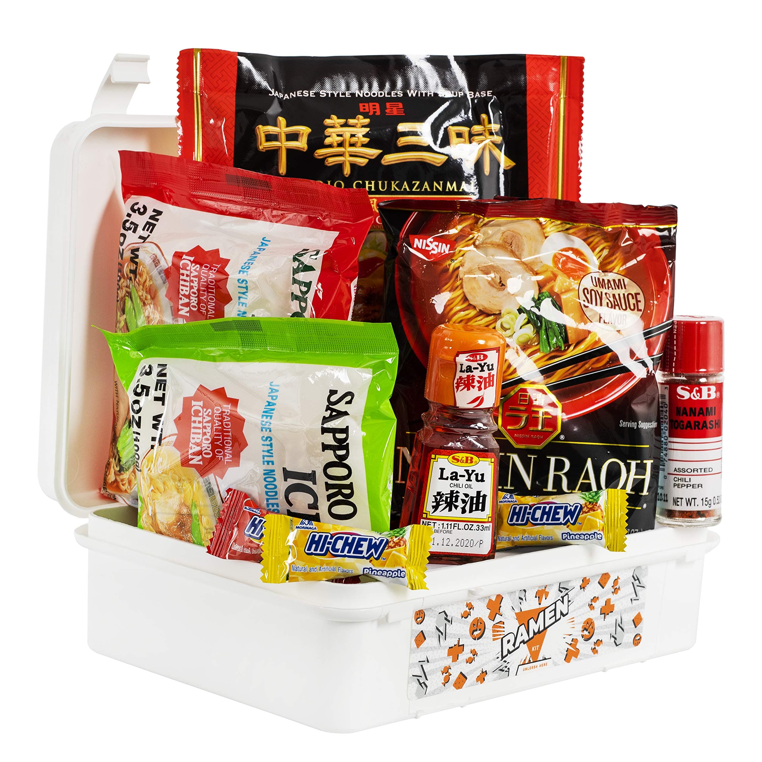 Hangry Kit Ramen Sampler Pack, Great Care Package or Gift Pack, Includes Different Types of Ramen Plus Japanese Seasoning and Candy, 100% Guaranteed