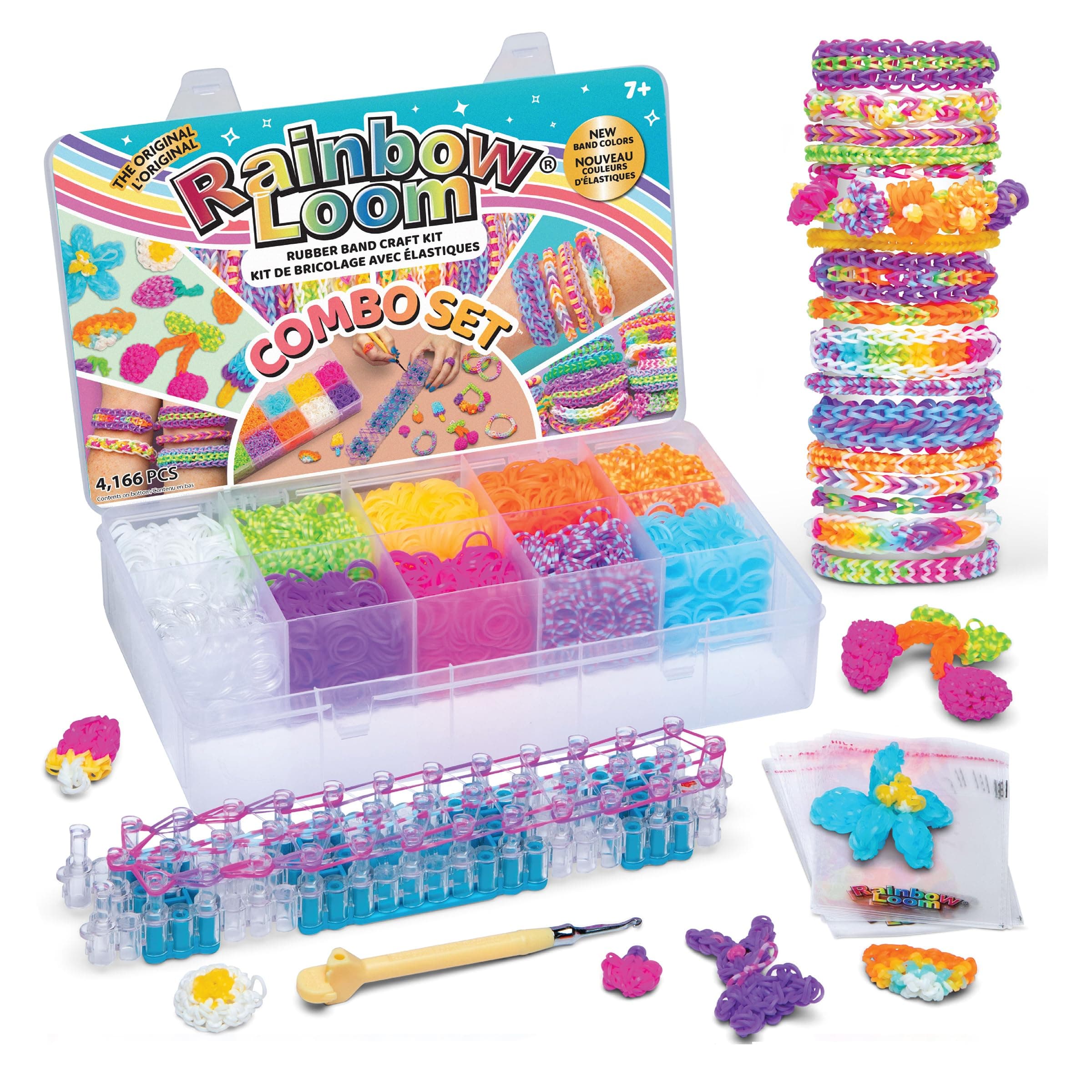 Combo Set, Features 4000+ Colorful Rubber Bands, 2 Step-by-Step Bracelet Instructions, Organizer Case, Great Gift for Kids 7+ to Promote Fine Motor Skills