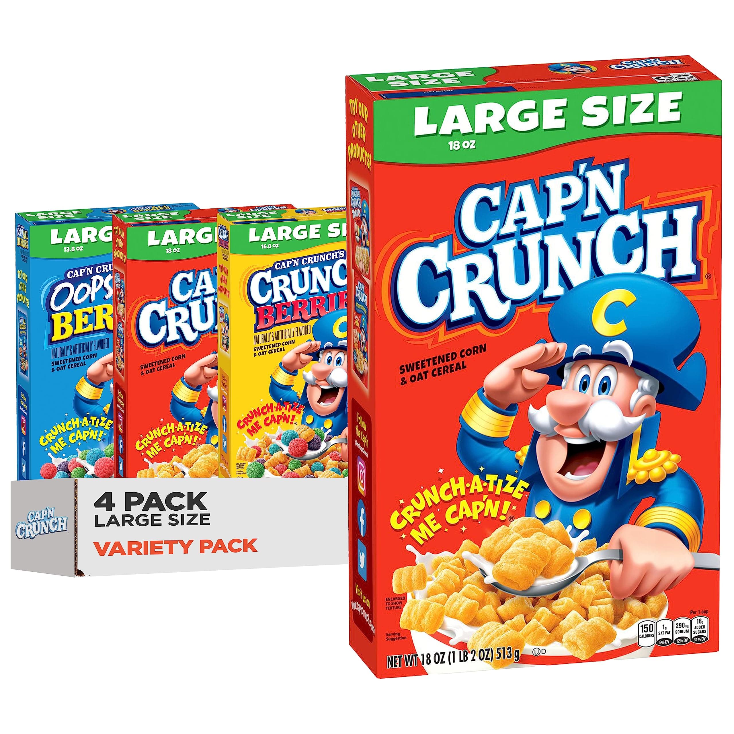 Cereal, 3 Flavor Variety Pack, Large Size Boxes, (4 Pack)