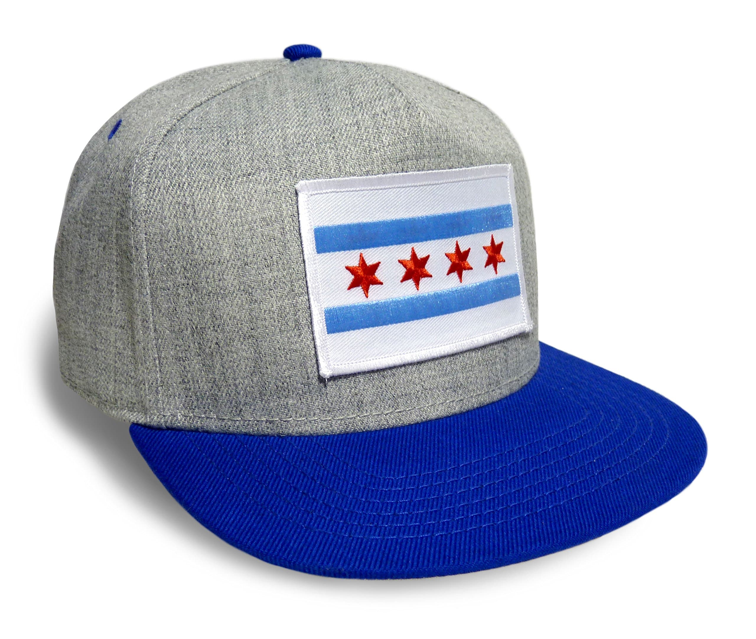 Chicago Flag Cap Royal and Grey Baseball Hat Snapback Flat Brim Cap Apparel