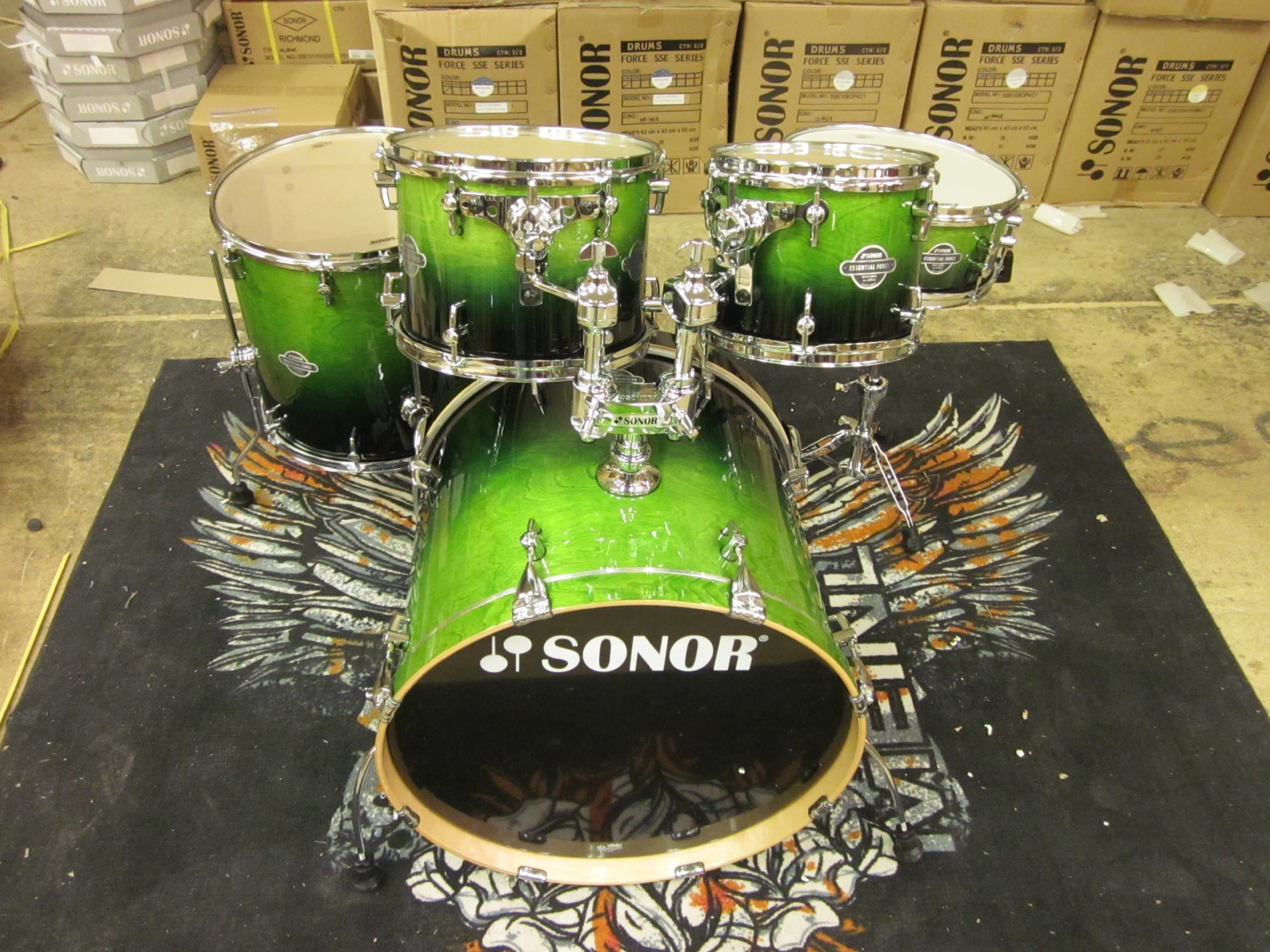 Sonor Drums ESF STAGE 3 GF 5-Piece Drum Set, Green Fade