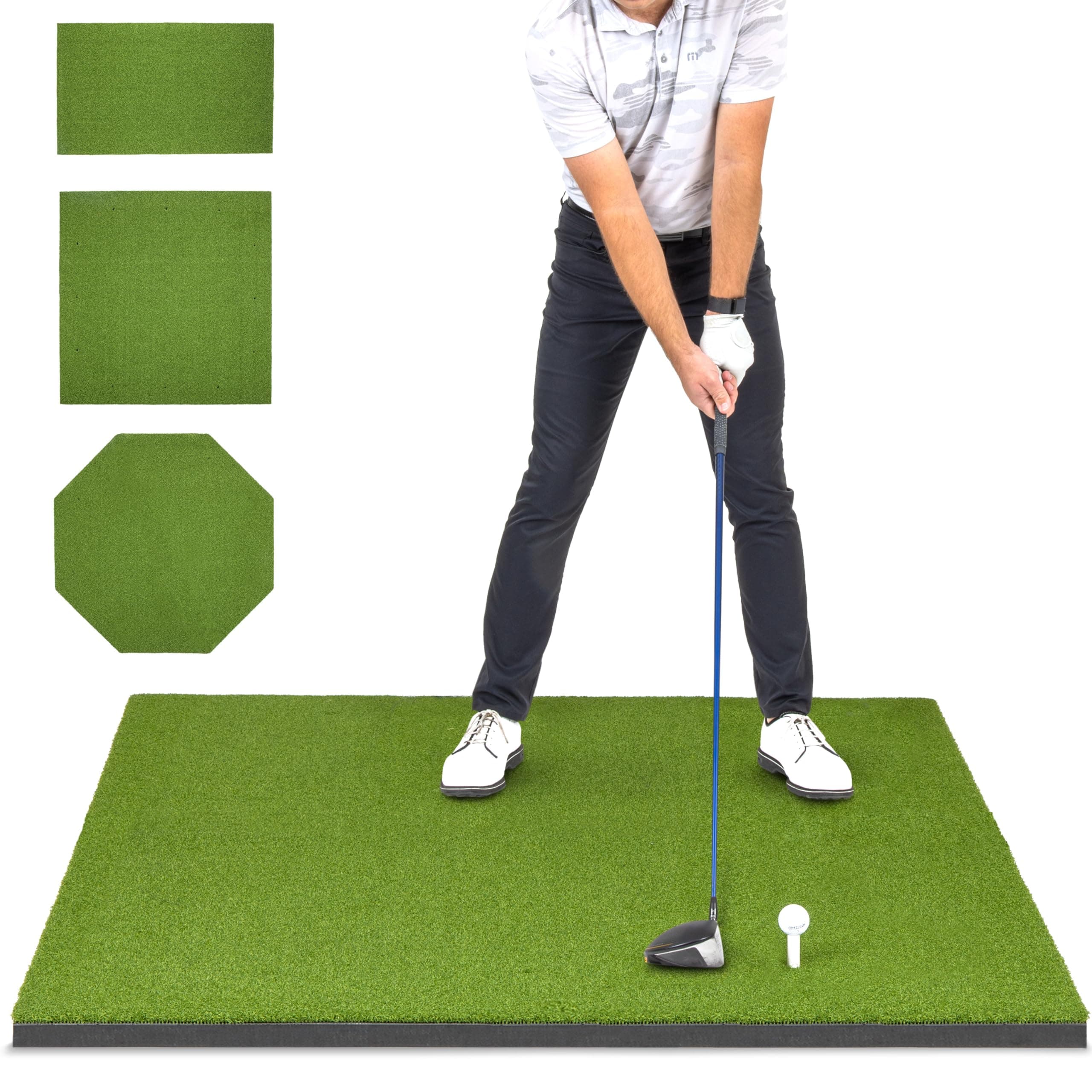 GoSports Elite Golf Hitting Mat for Indoor and Outdoor Practice - Withstands About 150,000 Shots - Heavy-Duty Turf Driving Range Mats Works with Golf Simulators - Includes 3 tees - Choose Your Size