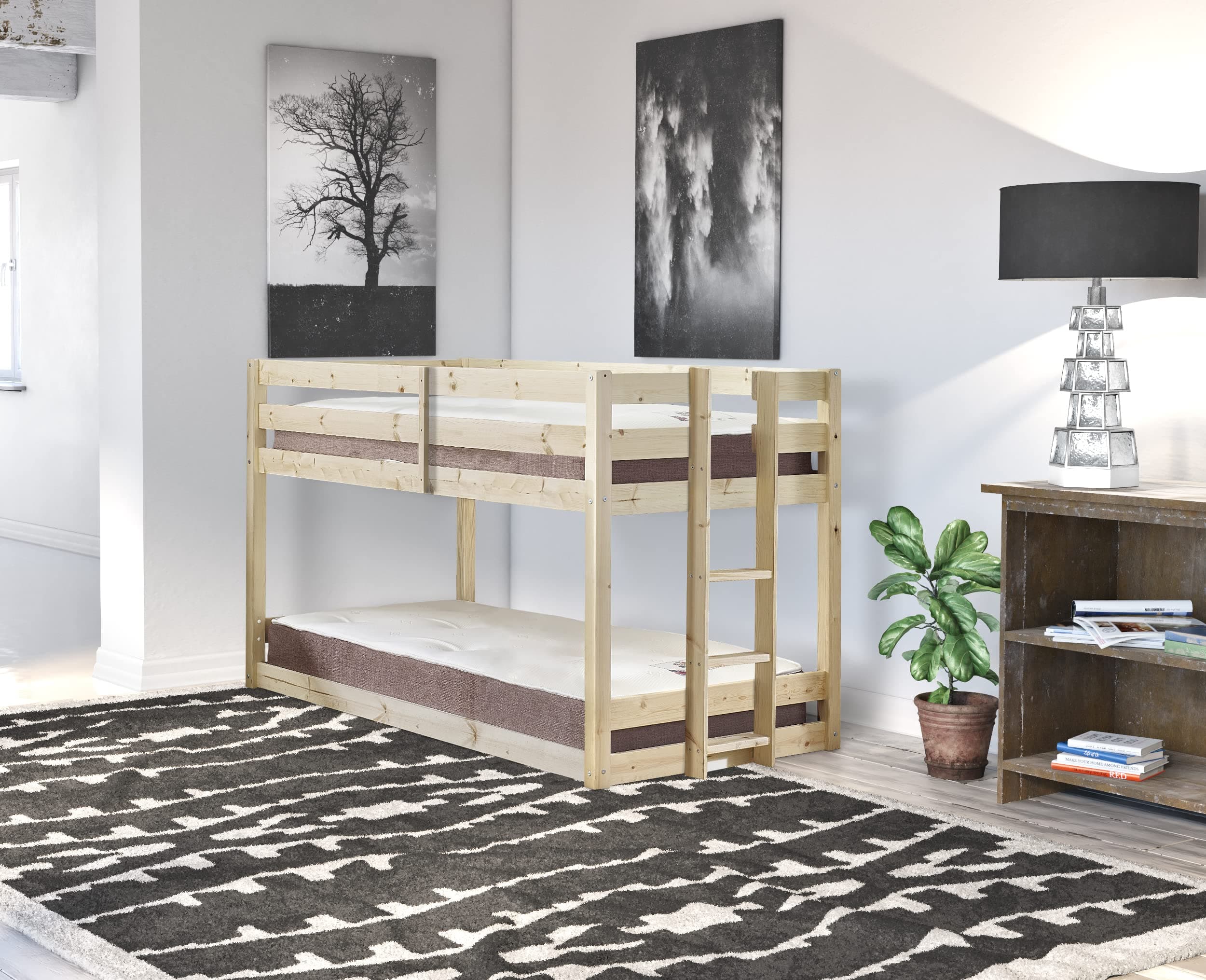 Double Bunk bed, Heavy Duty Solid Pine Bunkbed by Strictly Beds and Bunks (4ft Small Double)