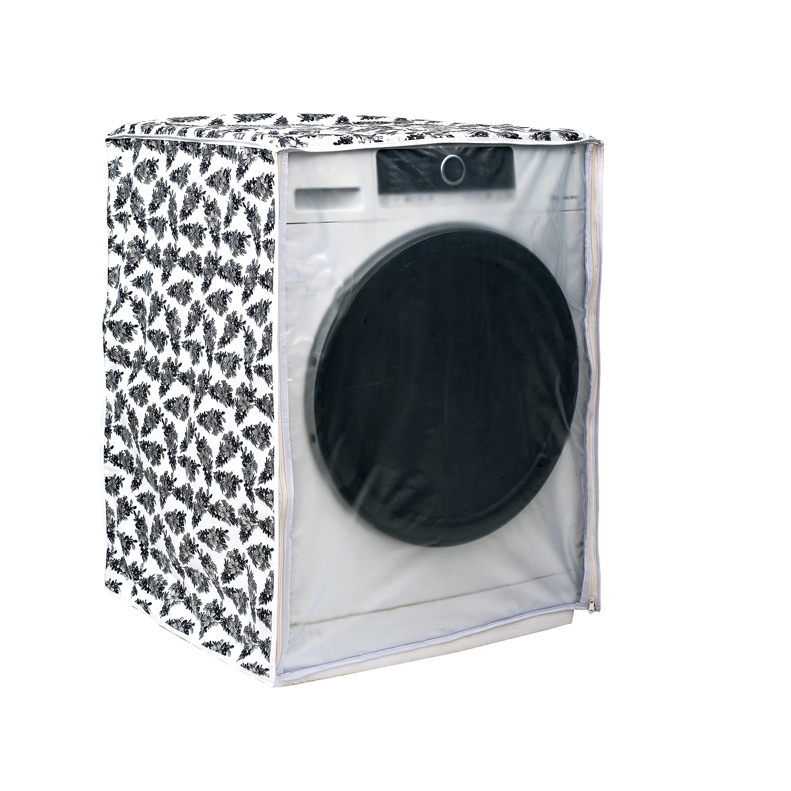 Classic® Front Load Washing Machine Cover Suitable for LG 5.5 Kg, 6 Kg, 6.5 Kg (50cmsX63cmsX81cms, Black & White)