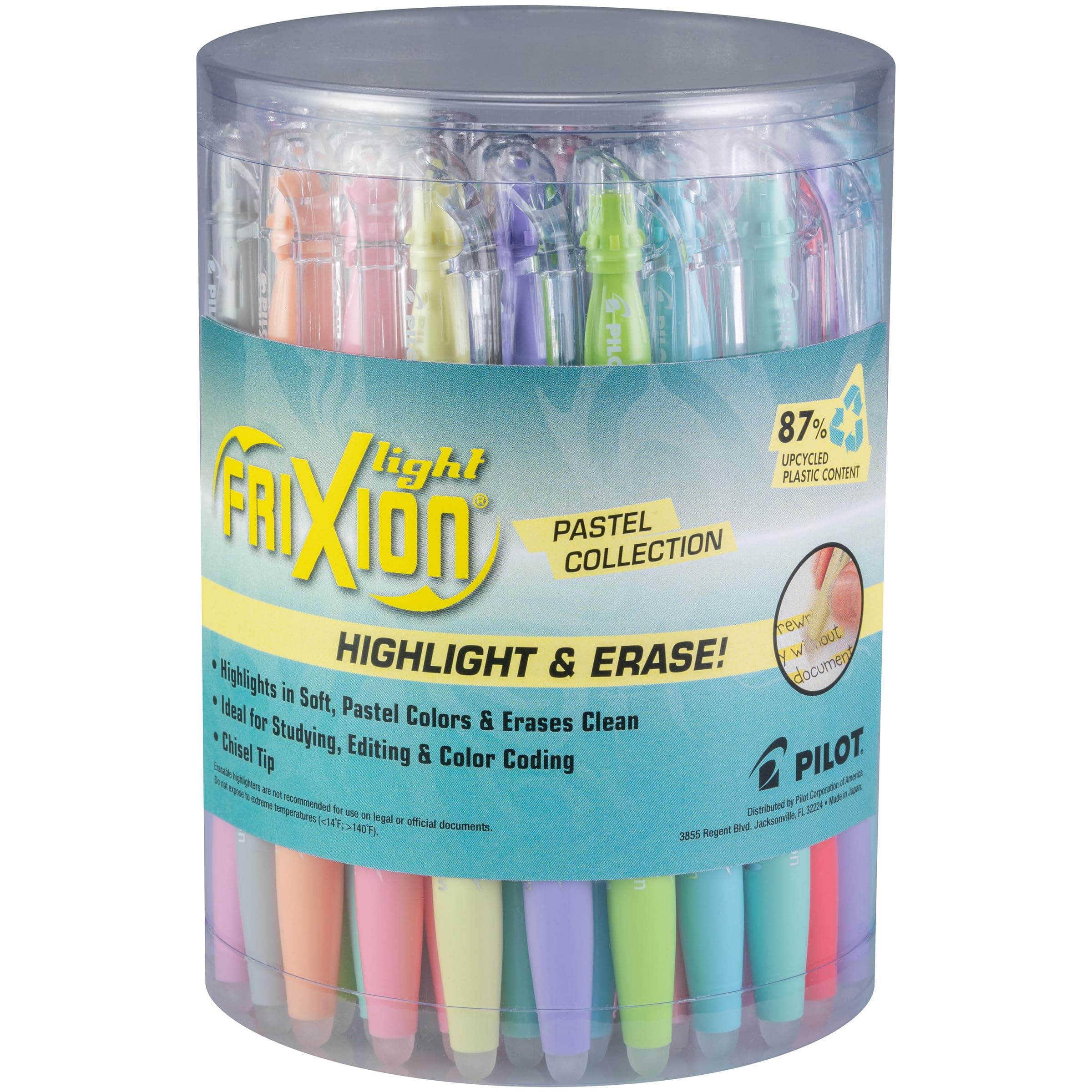 FriXion Light Pastel Erasable Highlighters, Chisel Tip, Pack of 36, Assorted Aesthetic Highlighters - Ideal for School, Journaling, and Office Use
