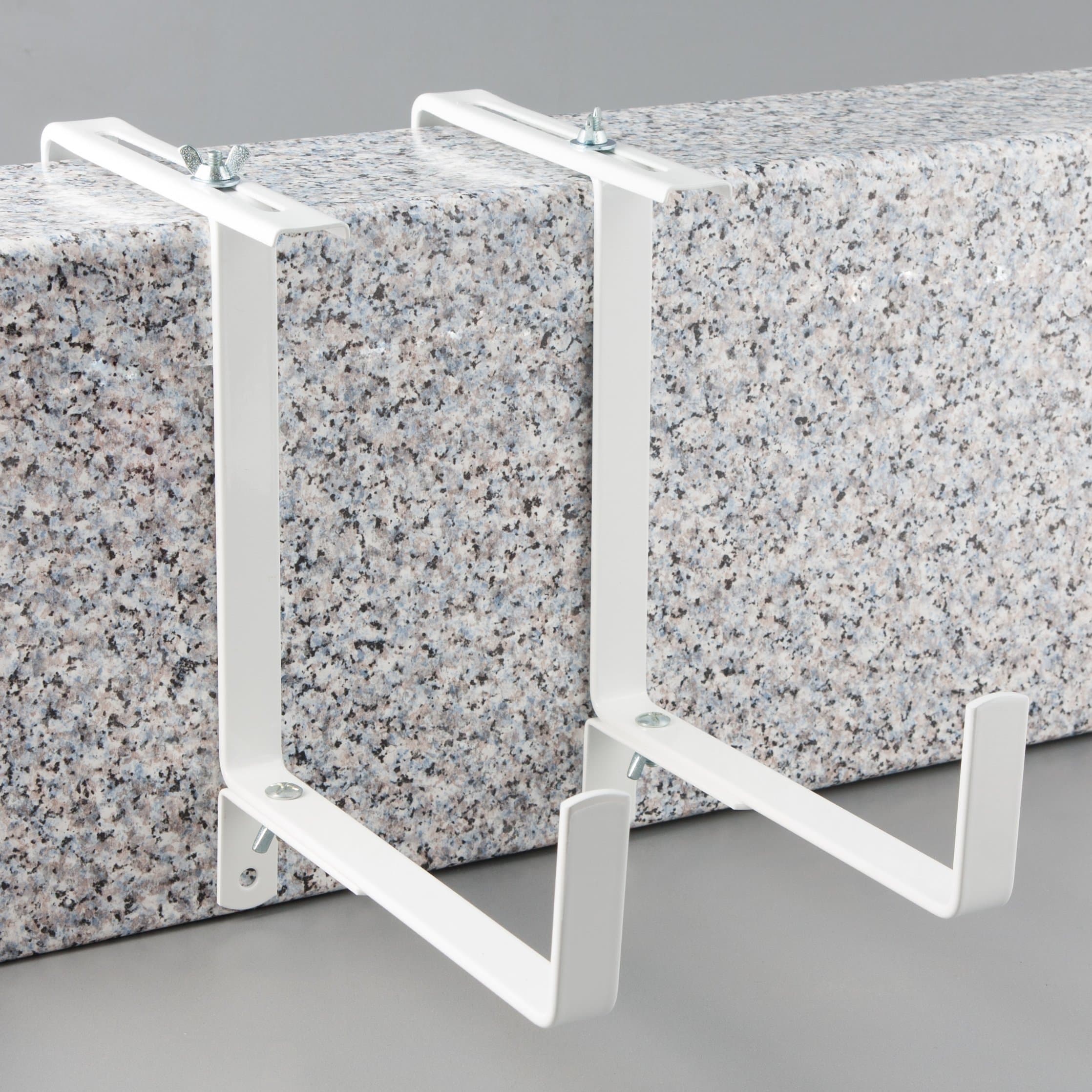 Menz Flower box holder, adjustable, 1 pair, white, extra robust, for heavy flower boxes up to 20 cm width, made in Germany