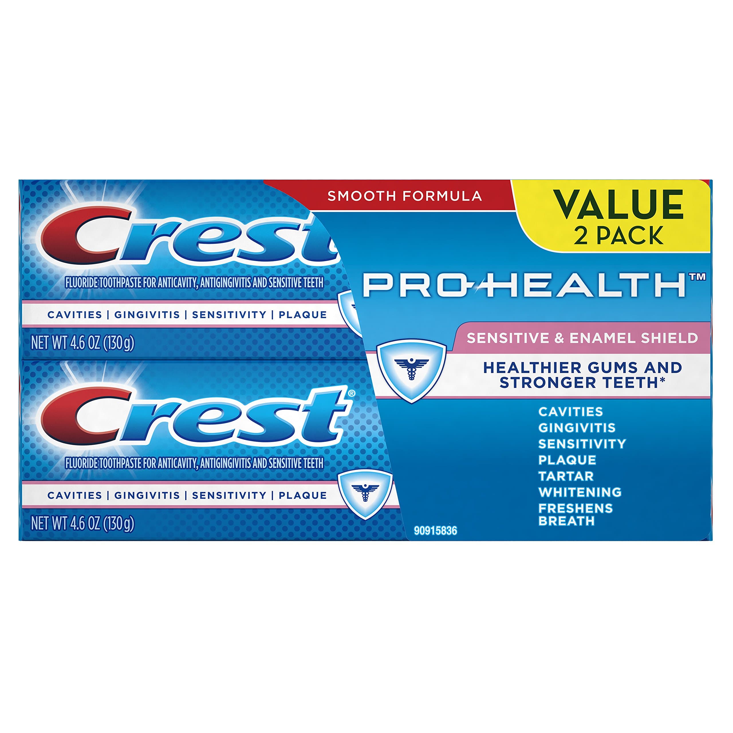 Sensitive & Enamel Shield , 4.6 Ounce Twin Pack : Crest Pro-Health Sensitive & Enamel Shield Toothpaste, 4.6 oz