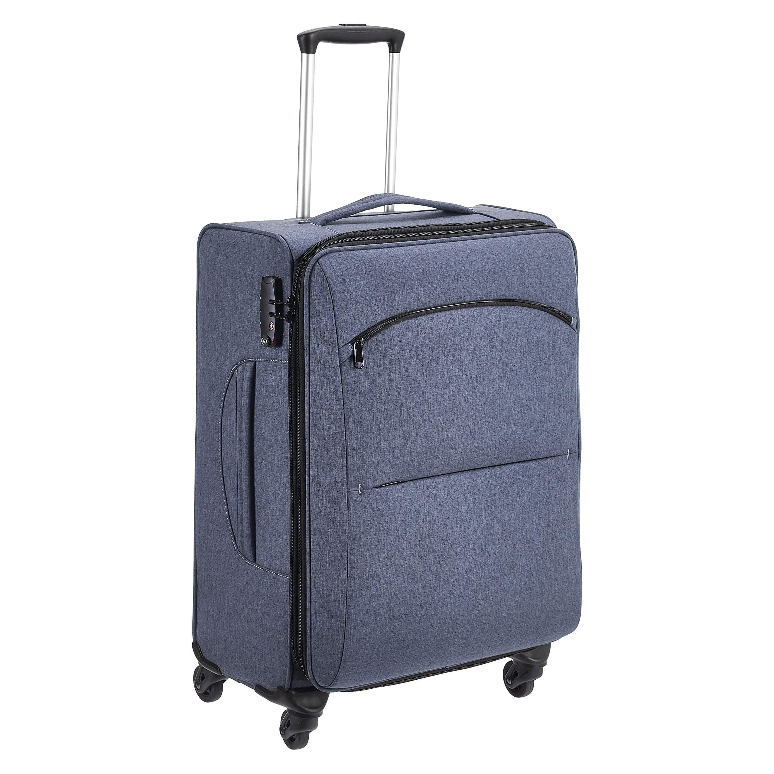 Amazon Basics Urban Softside Spinner Luggage with Telescoping Handle, 25-Inch, Blue