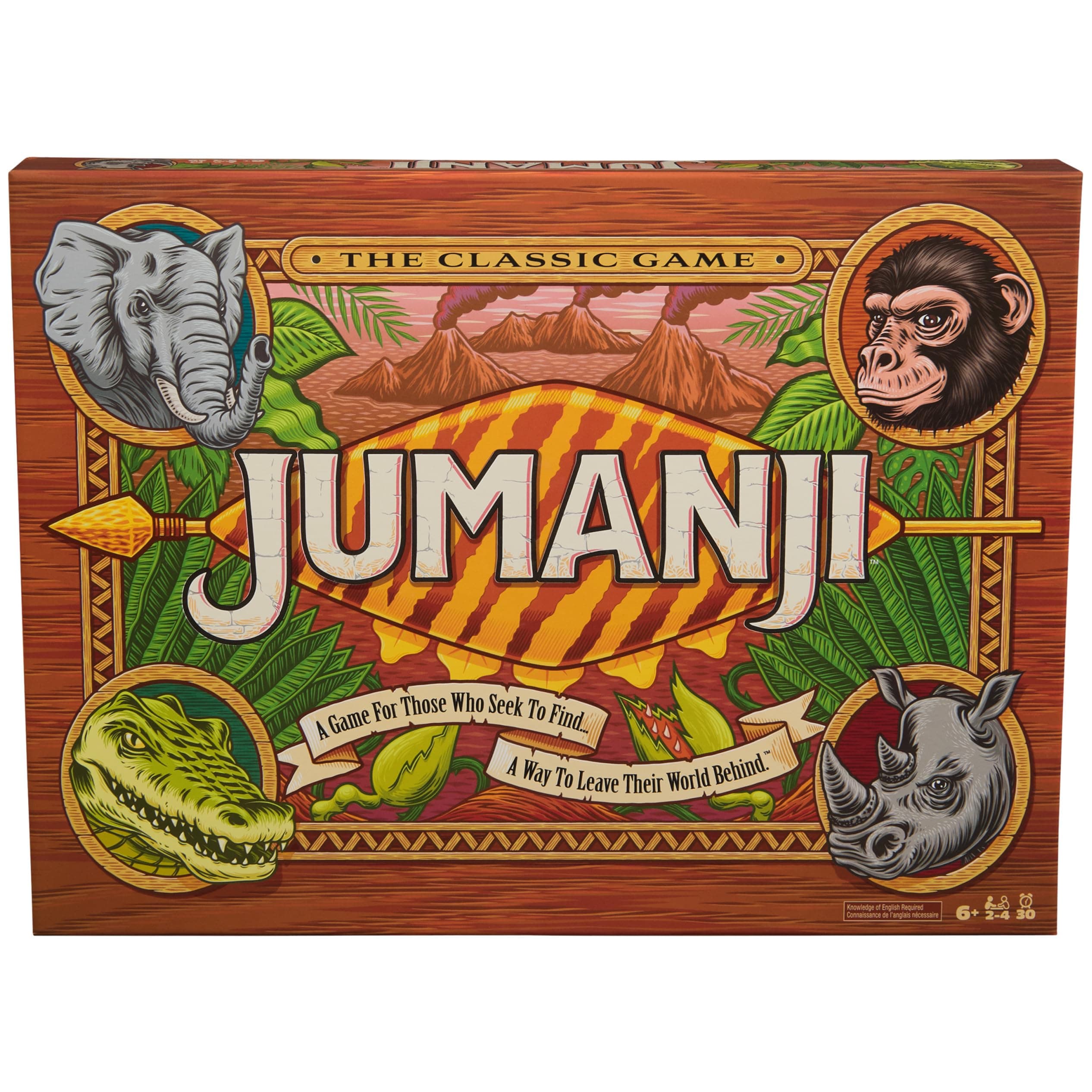 Spin Master Games, Jumanji 30th Anniversary Edition, The Classic Thrilling Adventure Family Board Game Based on the Action-Comedy Movie, Updated Jungle Challenges, 2-4 Players, for Ages 6 & Up