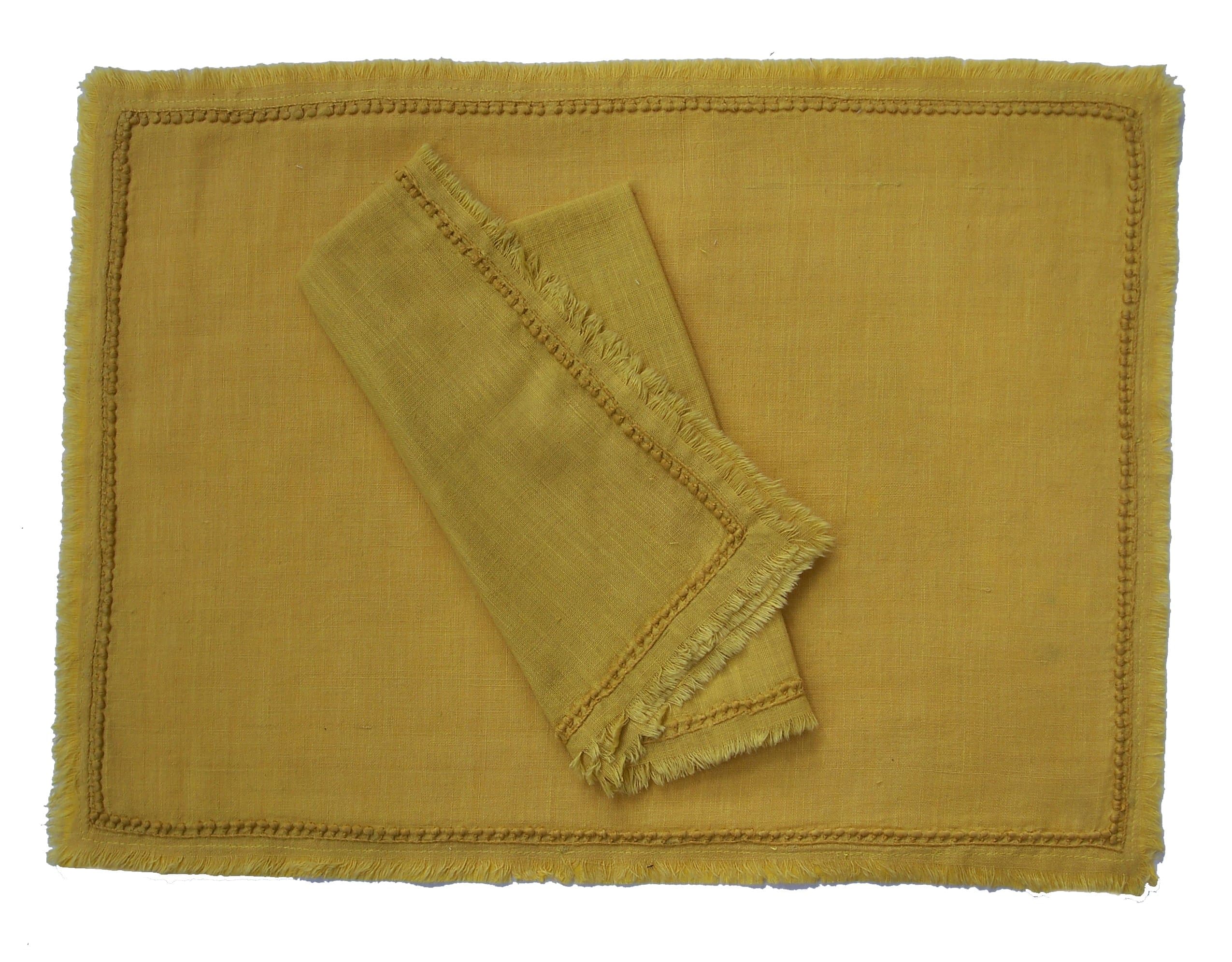 Gitika Goyal HomeGitika Goyal Home Khadi Chikanwork Mat Bobble Design (Set of 4)