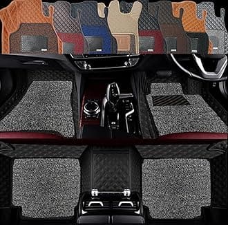 Autoclow/Premium 7D Car Mat for Ford Endeavour (Model:2016-2025) || Luxury Leather Dual-Stitch 7D Car Floor Mat Full Set || 100% Waterproof || Color : Black Stitch-Silver Grass (Design-1)