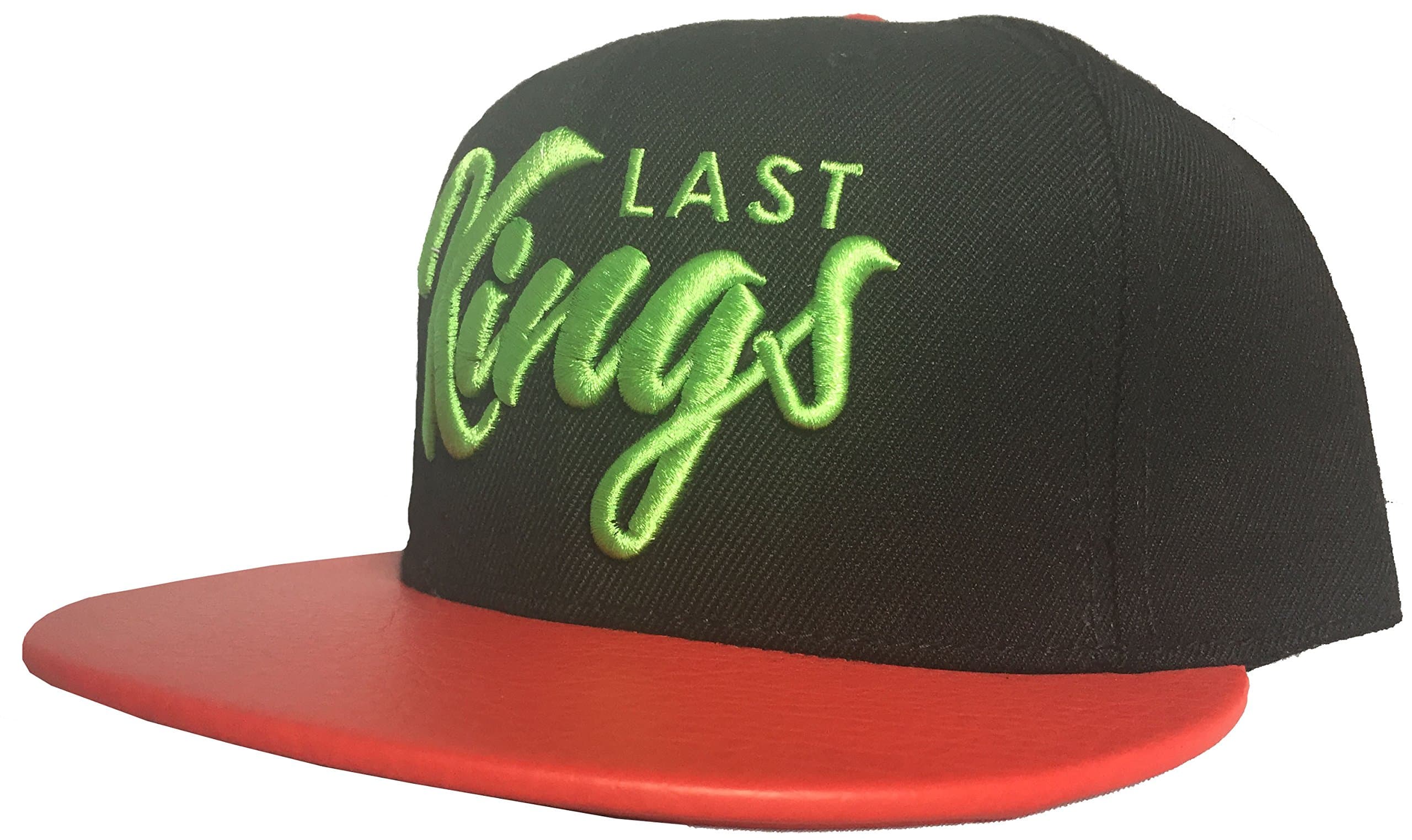 Official Last Kings 'Scripted' snapback hat. Adjustable size. (Black/Red/Green).
