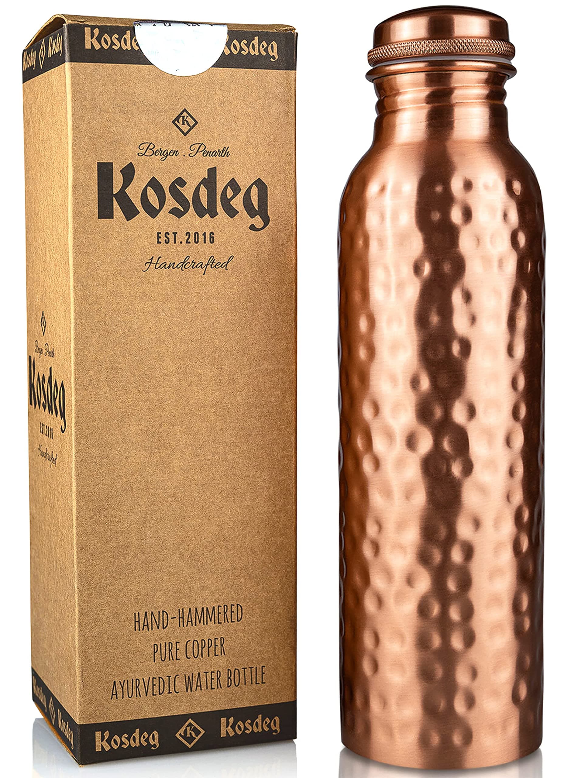 Copper Bottle 1 Litre (Original Hammered Design)