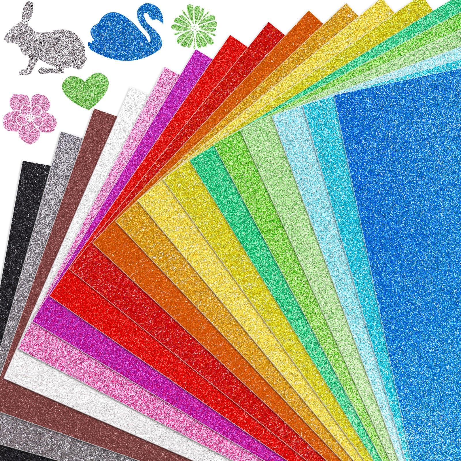 BigOtters 20 Sheets Glitter Cardstock, 10 Colors Premium Card stock Paper for Scrapbook and Craft Projects, Back to School Supplies, 8.5 x 11 Inch, 250GSM