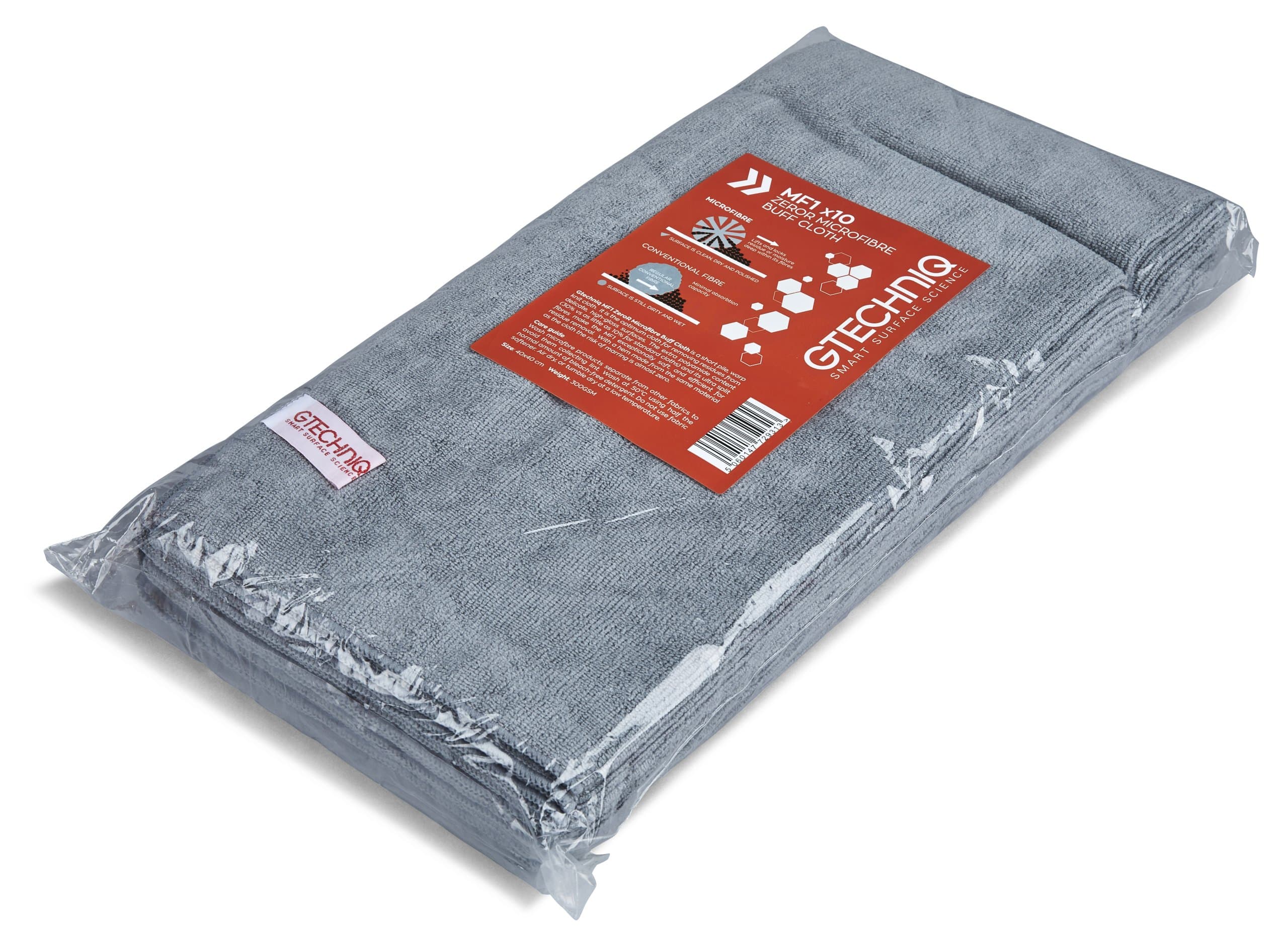 MF1 ZeroR Microfibre Buff Cloth x 10 Pack - Residue Removal, Sealant Applicator, Shine Cleaner - Short Pile 300GSM High Polyamide Content, Soft Touch Chamois