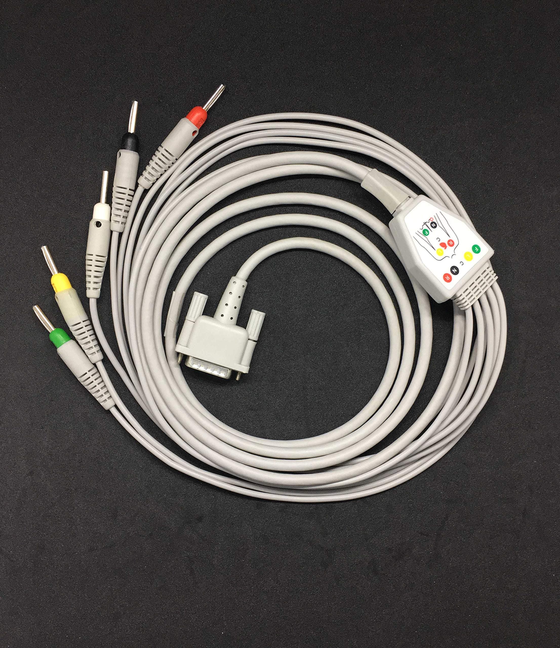 Biometric cables 5 Lead ECG Cable Compatible with BPL-108 Digi 15 Pin Banana Type (Grey)