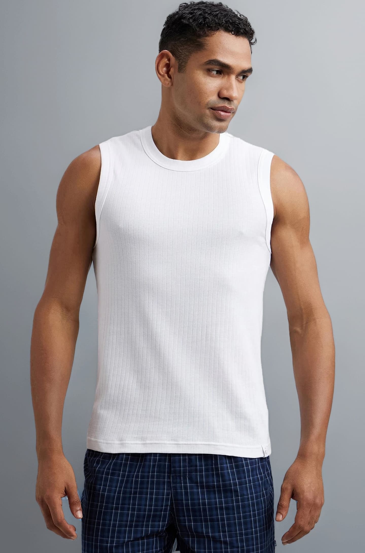 9930 Men's Super Combed Cotton Rib Solid Slim Fit Round Neck Muscle Vest