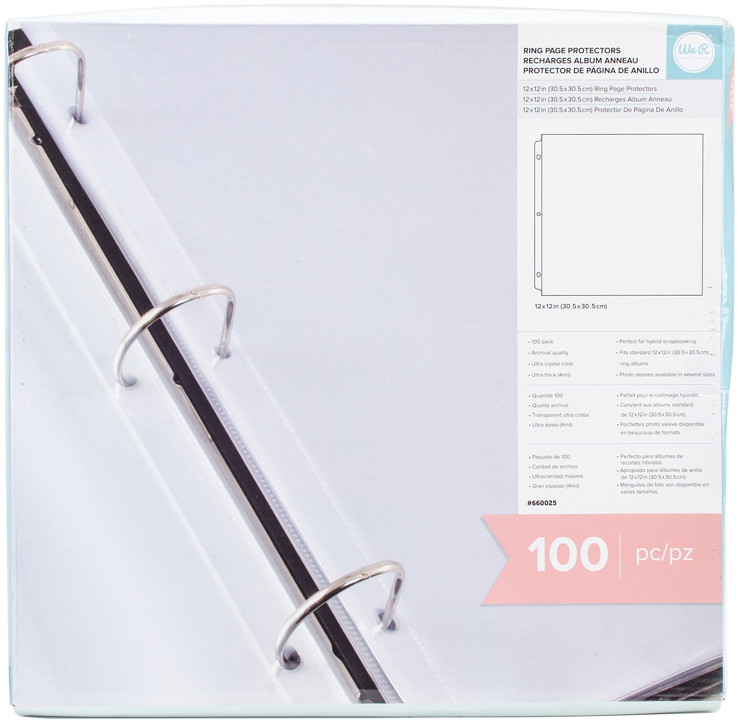 - We R Memory Keepers 12x12 Page Protector Sleeve Set Includes 100 Pages, Non-Glare, Compatible with Most 3 Ring Albums, Perfect for Scrapbooking & More