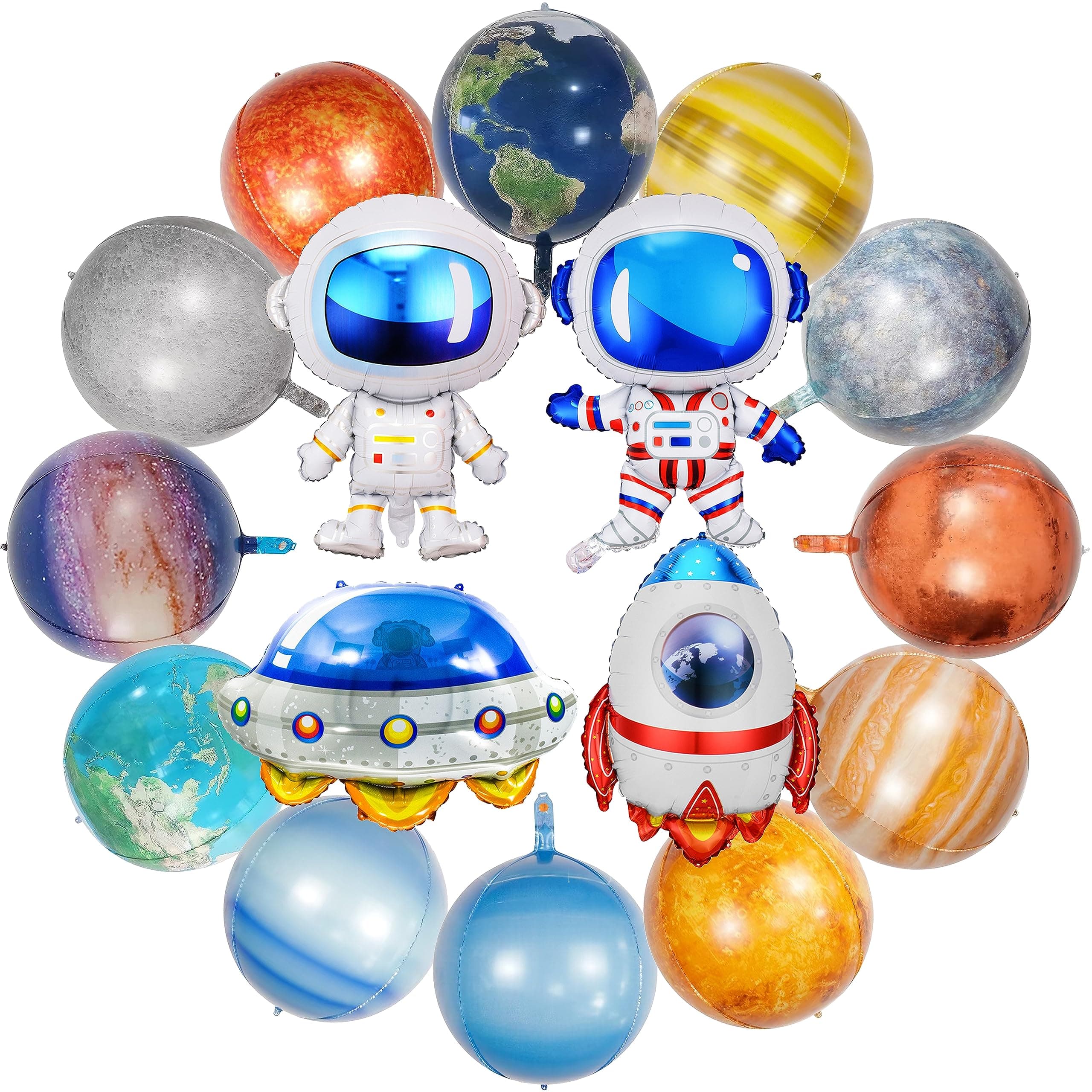 16 Pieces Galaxy Space Balloons - Large Outer Themed Decorations Rocket Spaceship Astronaut Planet Foil Balloons for Kids Birthday Baby Shower Party Supplies