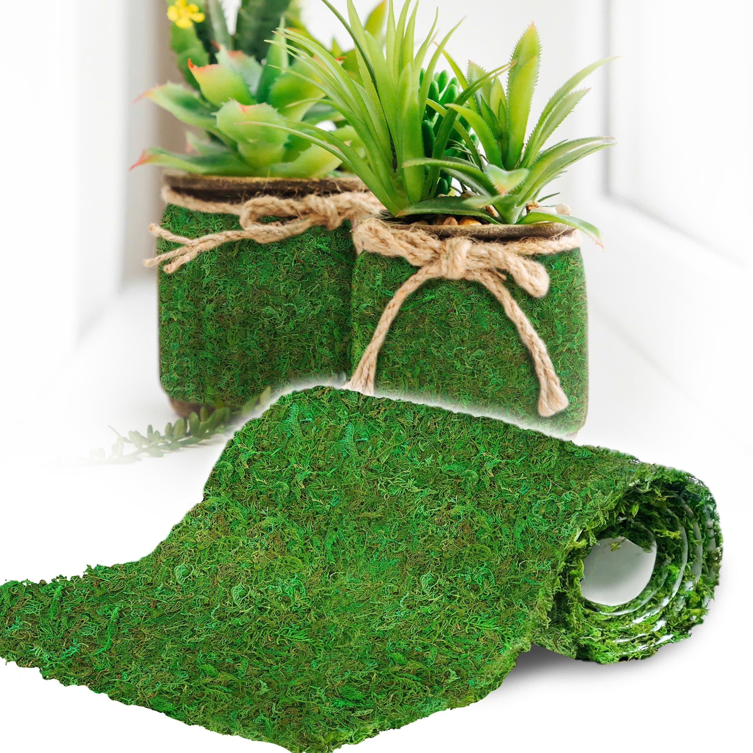 DUSPRO 14x130cm Moss Roll, Moss Table Runner, Moss Carpet for Moss Wall, Sheet Moss for Fairy Moss Garden, Mossy Mat Peel and Stick Moss Sheet Green Moss Accessories for Crafts Decor