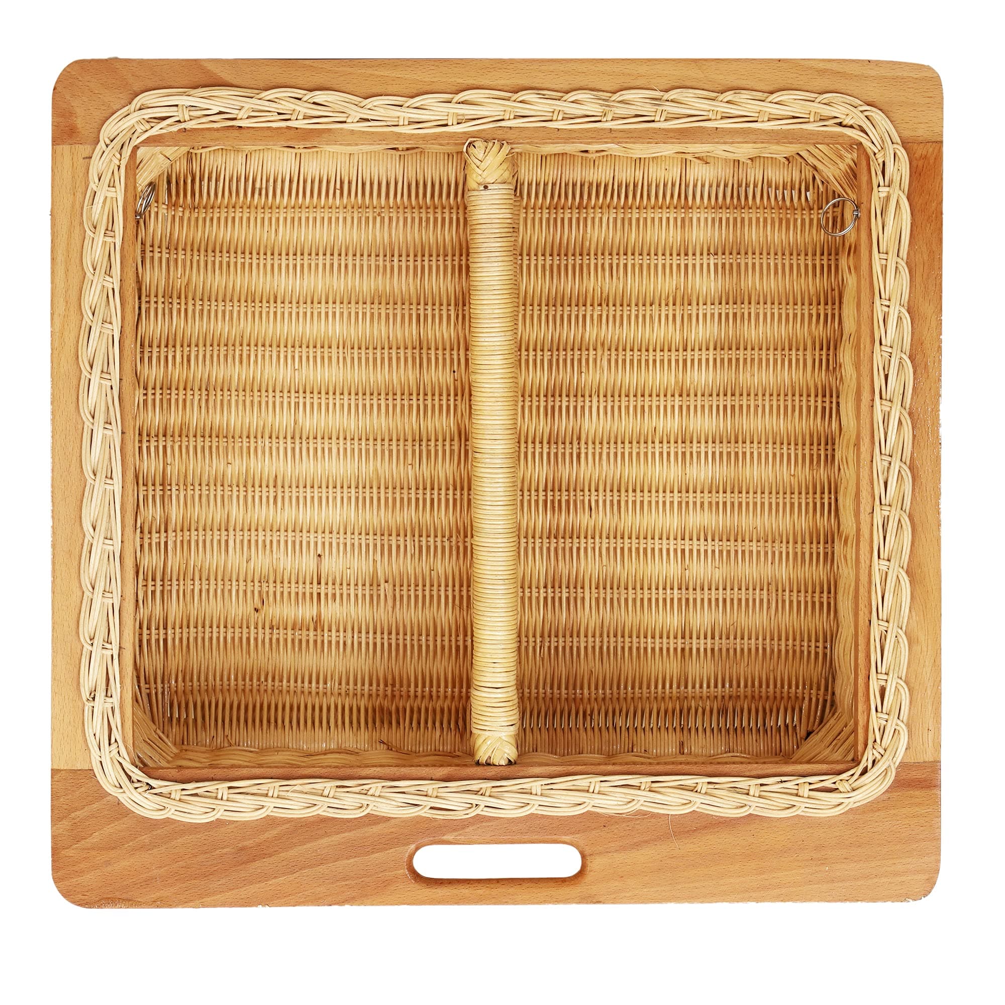 AKWAY Wicker basket for modular kitchen | wicker basket for kitchen storage | Wicker basket for onion, patato (With Partition, 22.5" W (564mm) X 20" L X 8" H)), Rectangular, Beige