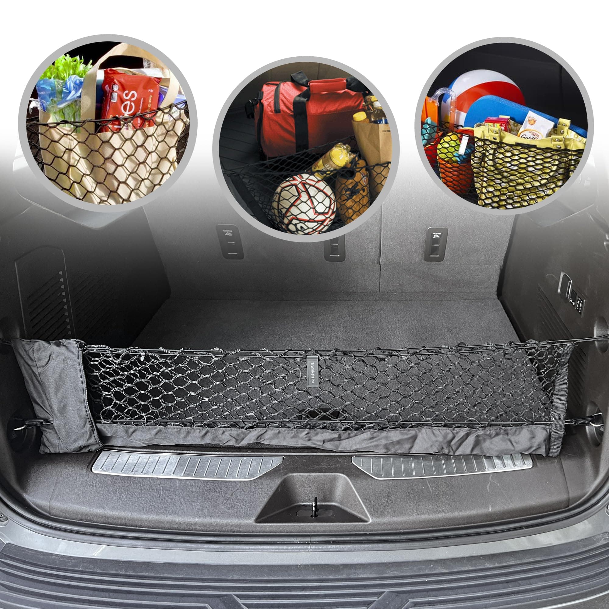 Envelope Style Trunk Mesh Cargo Net for GMC Yukon SLE SLT AT4 Denali 2021-2024 - Car Accessories - Premium Trunk Organizers and Storage - Cargo Net for SUV - Vehicle Carrier Organizer for GMC Yukon