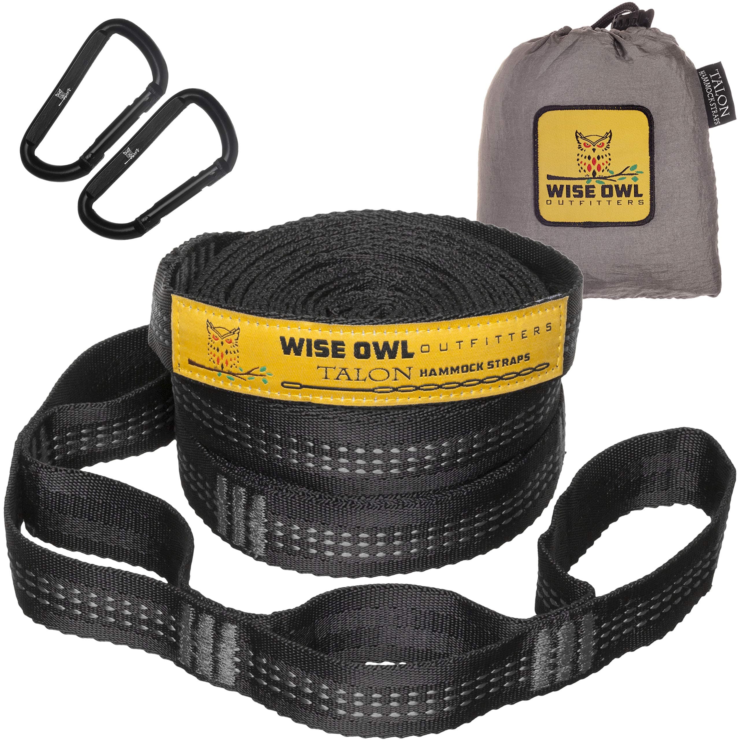 Wise Owl Outfitters Hammock Straps for Trees – 10ft Heavy-Duty Tree Hanging Kit with Carabiners, 38 Loops & Hooks – Essential Hammock Accessories for Camping