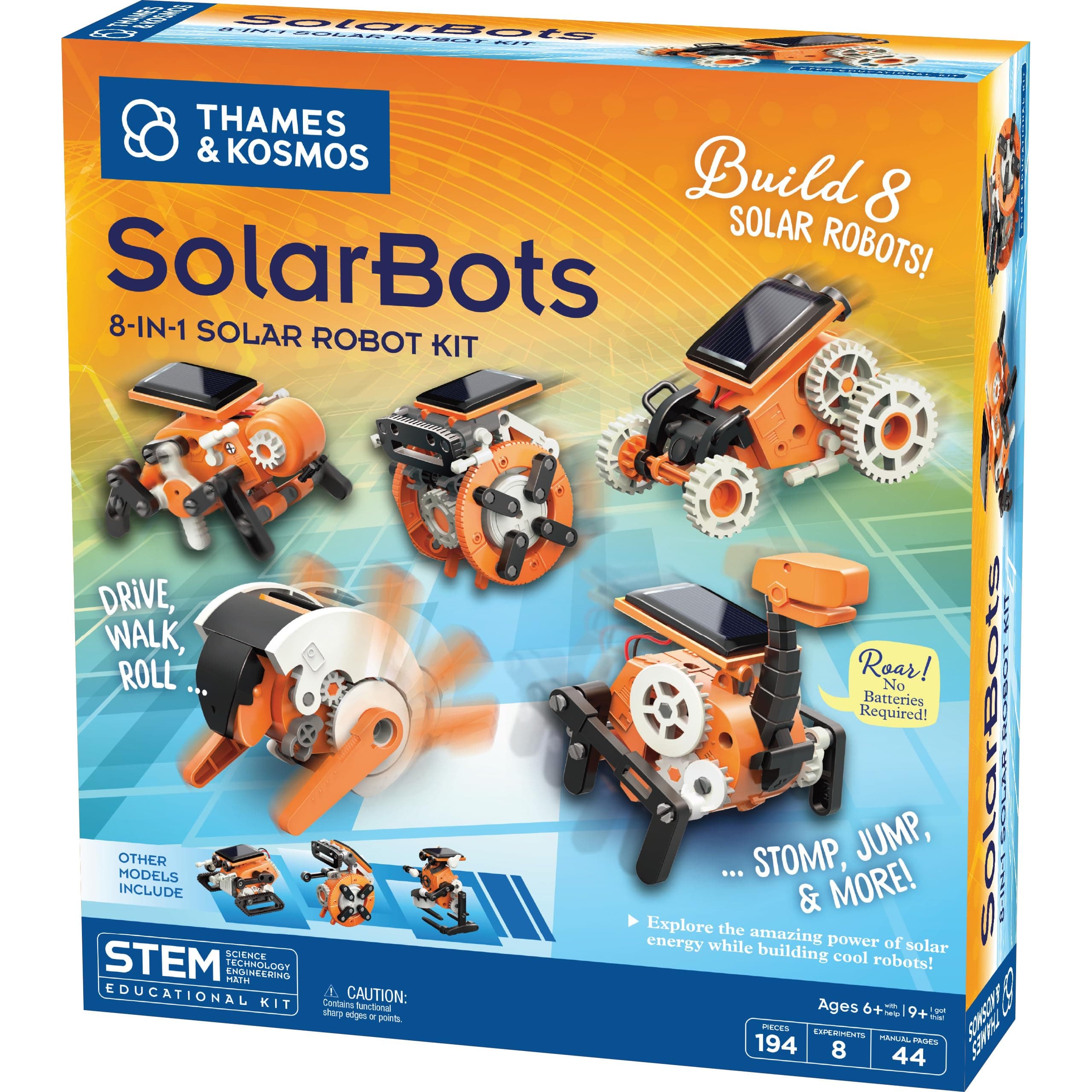 Thames & Kosmos SolarBots: 8-in-1 Solar Robot STEM Experiment Kit | Build 8 Cool Solar-Powered Robots in Minutes | No Batteries Required | Learn About Solar Energy & Technology | Solar Panel Included