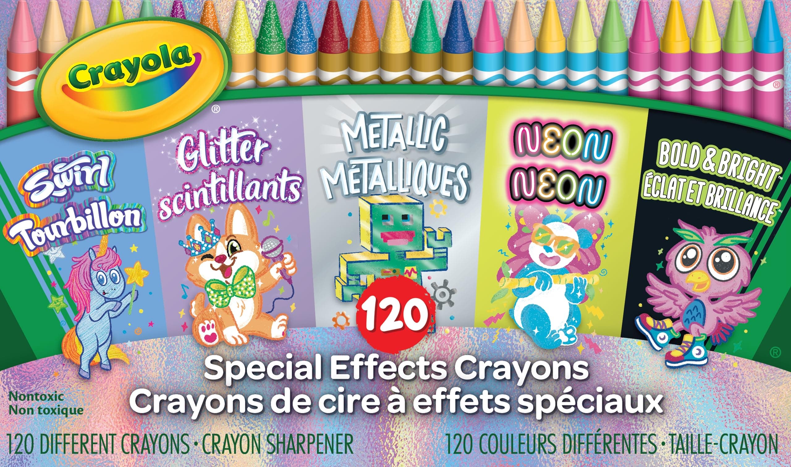 Special Effects Bulk Crayon Set (5 Pack), 24 Crayons for Kids, Coloring Supplies for Arts & Crafts, Glitter, Pastel, Bold & Bright, Neon, Metallic [Amazon Exclusive]