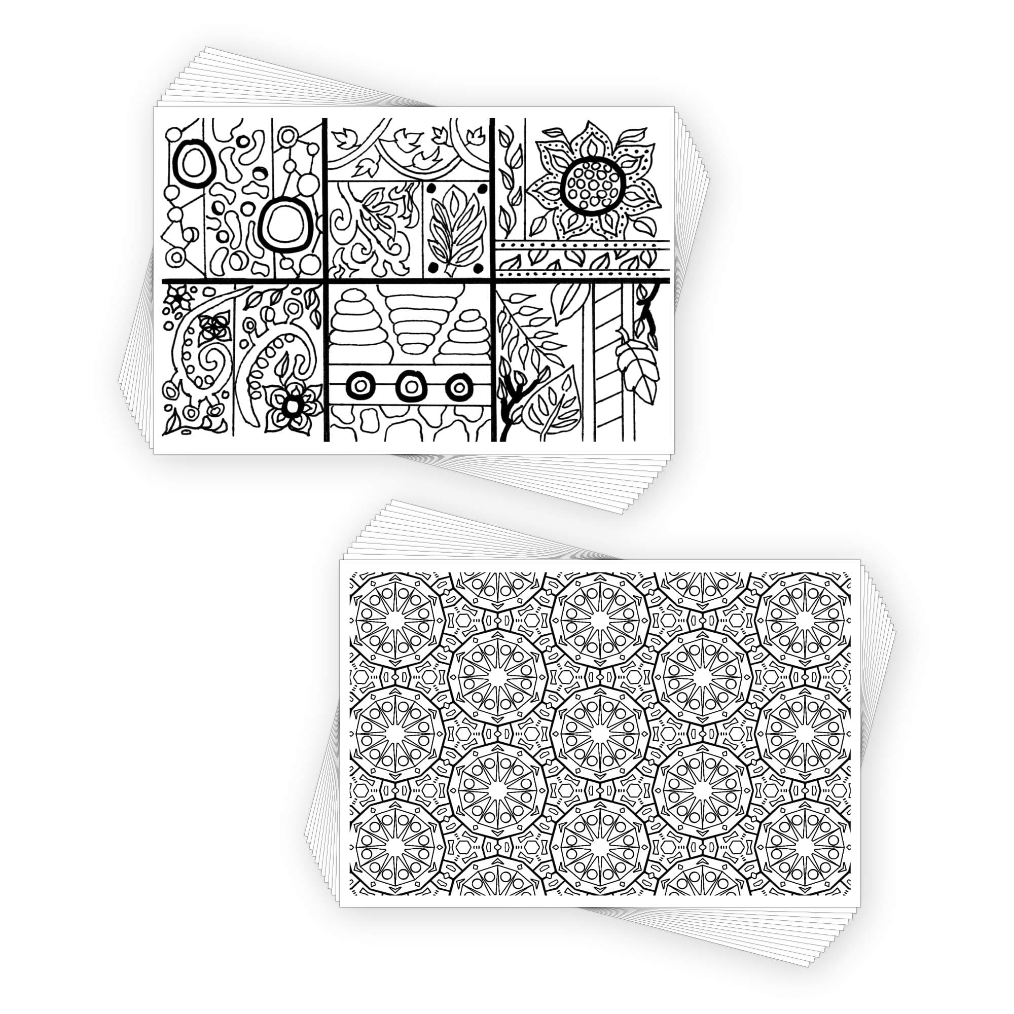 Colorpockit4x6 Postcard Coloring Book Card Decks with Pattern Magic and Shape Synergy. Refills for COLORpockit Complete Portable Coloring kit. Contains Two 12-Card Coloring Decks.