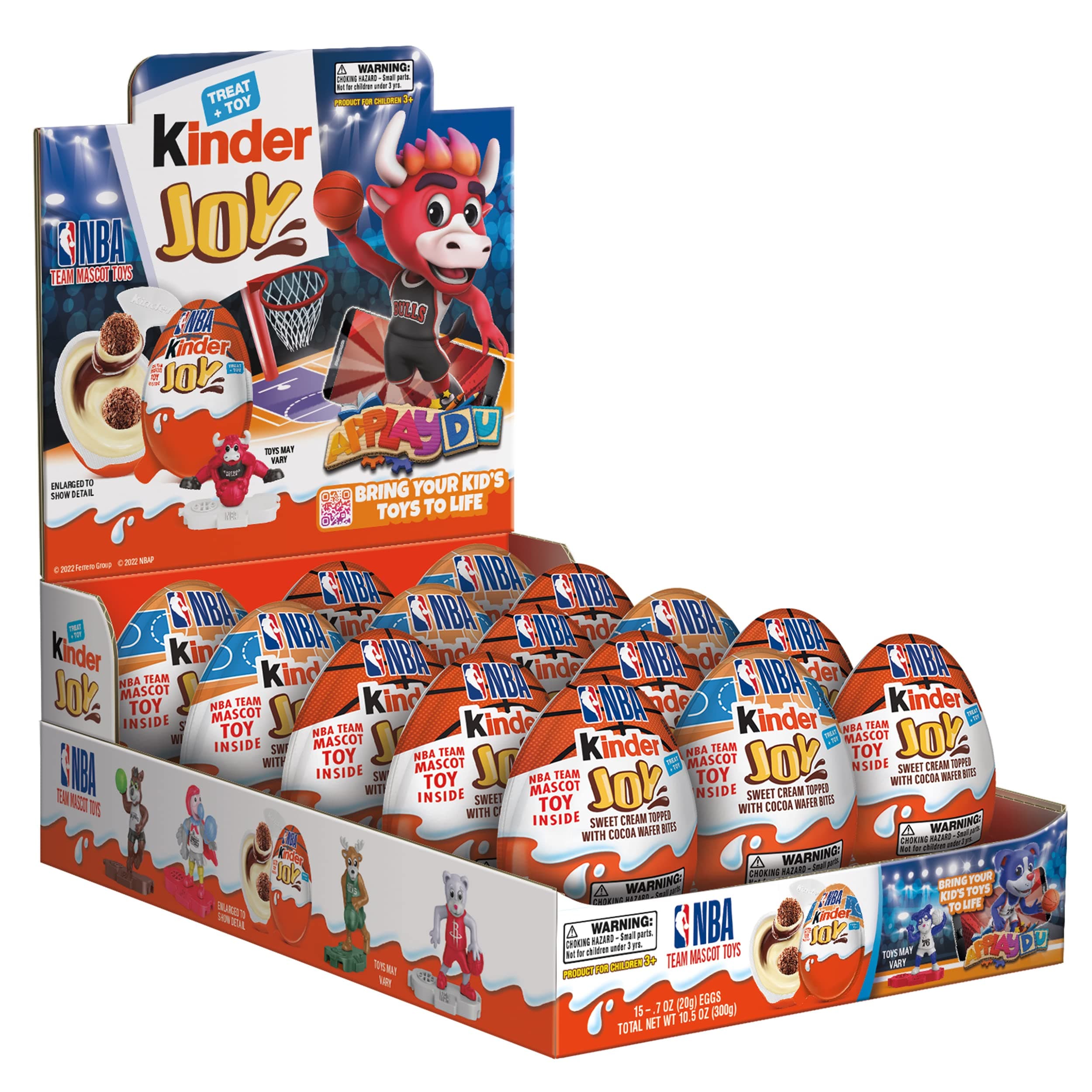Kinder Joy Eggs, Bulk 15 Count Pack, Treat Plus NBA Toy, Sweet Cream and Chocolatey Wafers, Individually Wrapped, 10.5 Oz, Packaging May Vary