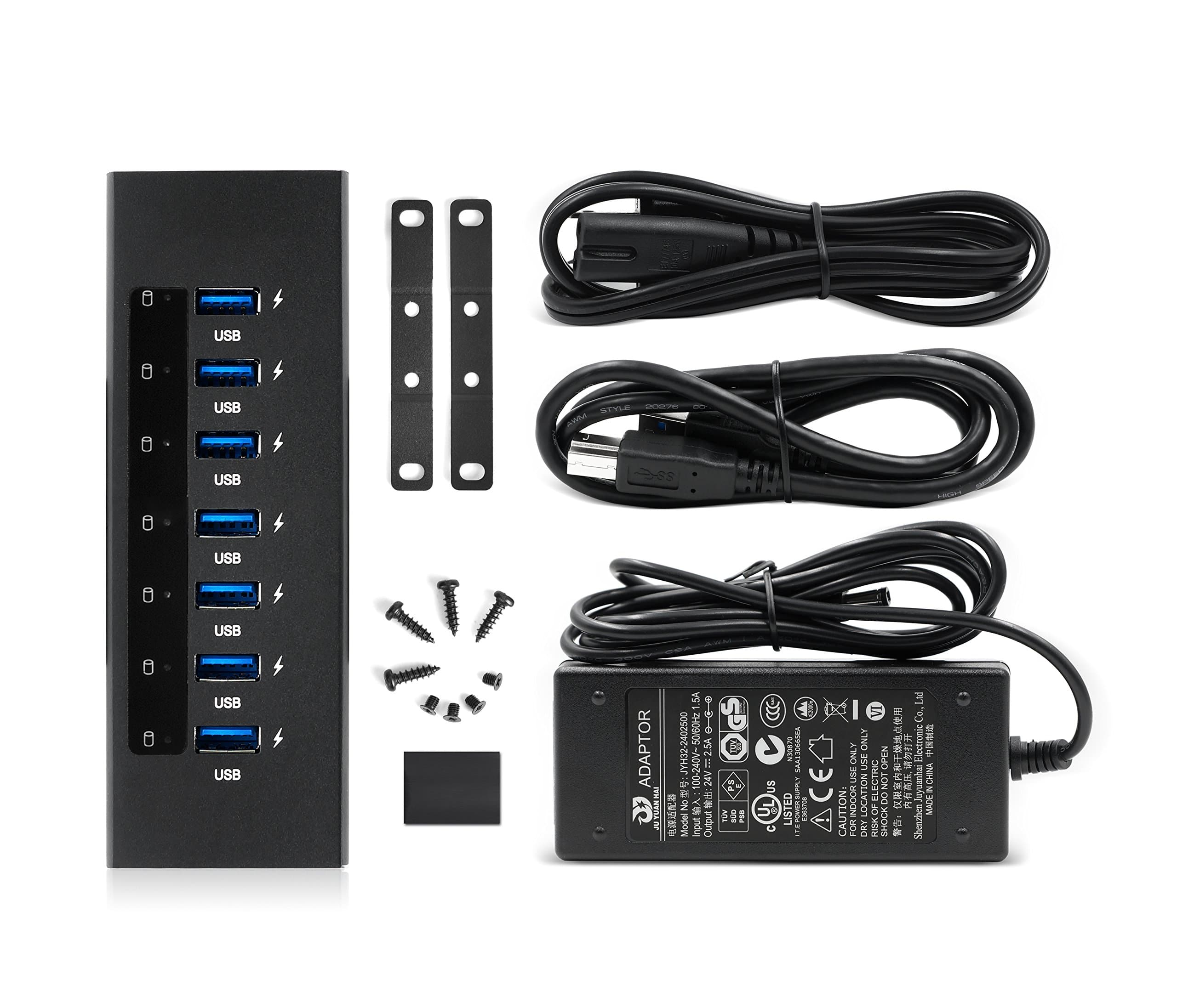 Elite 9 Port (7 Data 2 QC 3.0) 60W Powered Aluminum USB 3.1 Gen 1 Hub with FireCharge Technology