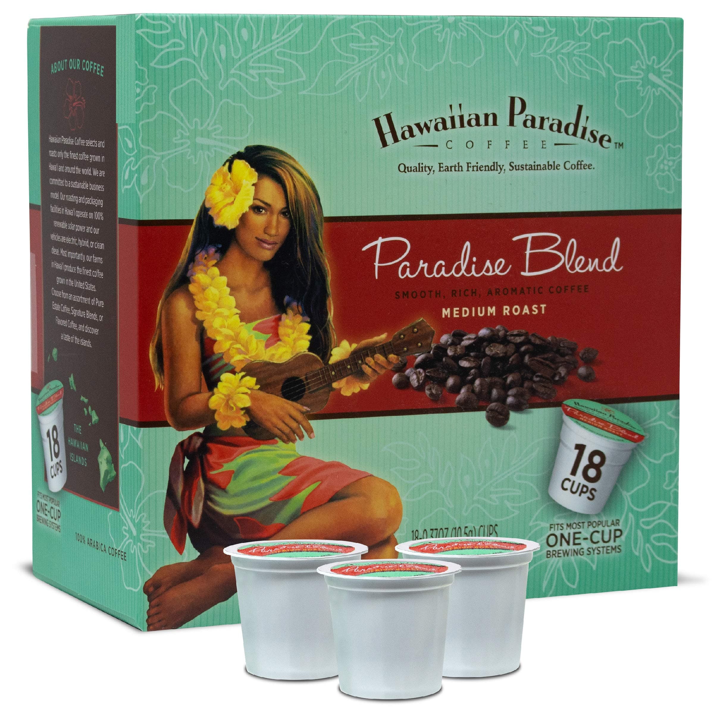 Cups Paradise Blend Single Serve Cups - 18 Count - Medium Roast From 100% Arabica Beans - Compatible with Keurig K-Cup Brewers