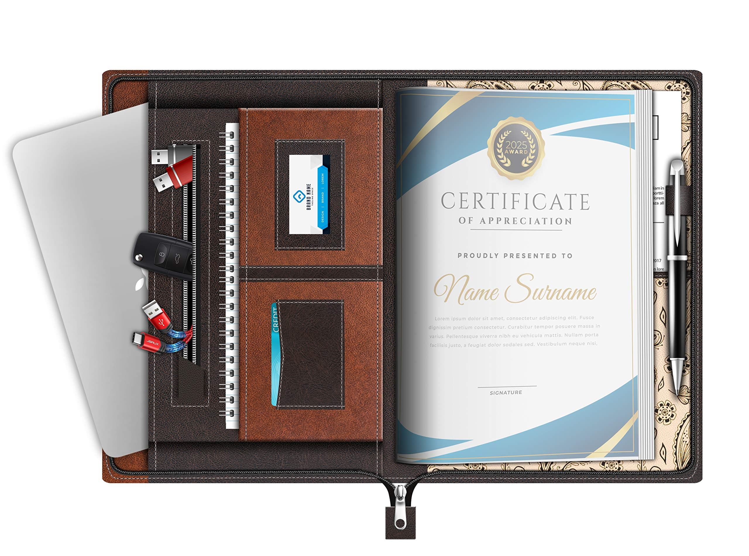 FEDUS Multipurpose Leatherette Professional File Folders for Certificates,Documents Holder, Document Bag,Portfolio, Executive File Legal Size Documents Holder with 20 Leafs for Men and Women