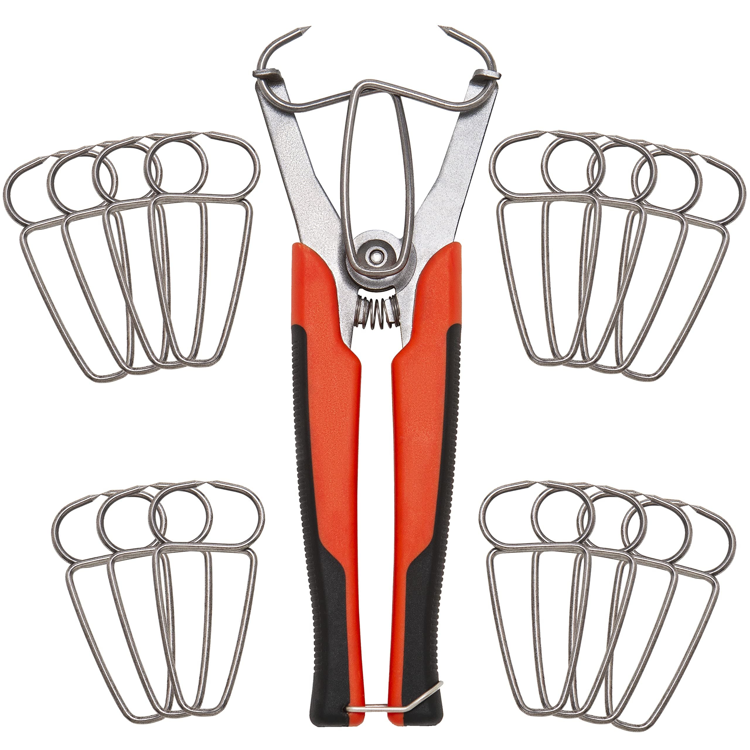 Miter Spring Clamp Pliers with 16 Miter Spring Clamps - Spring Loaded H le Design – Long 8 inch H le for Big H s for use with Wood Trims, Moldings, Picture Frames, Woodworking.