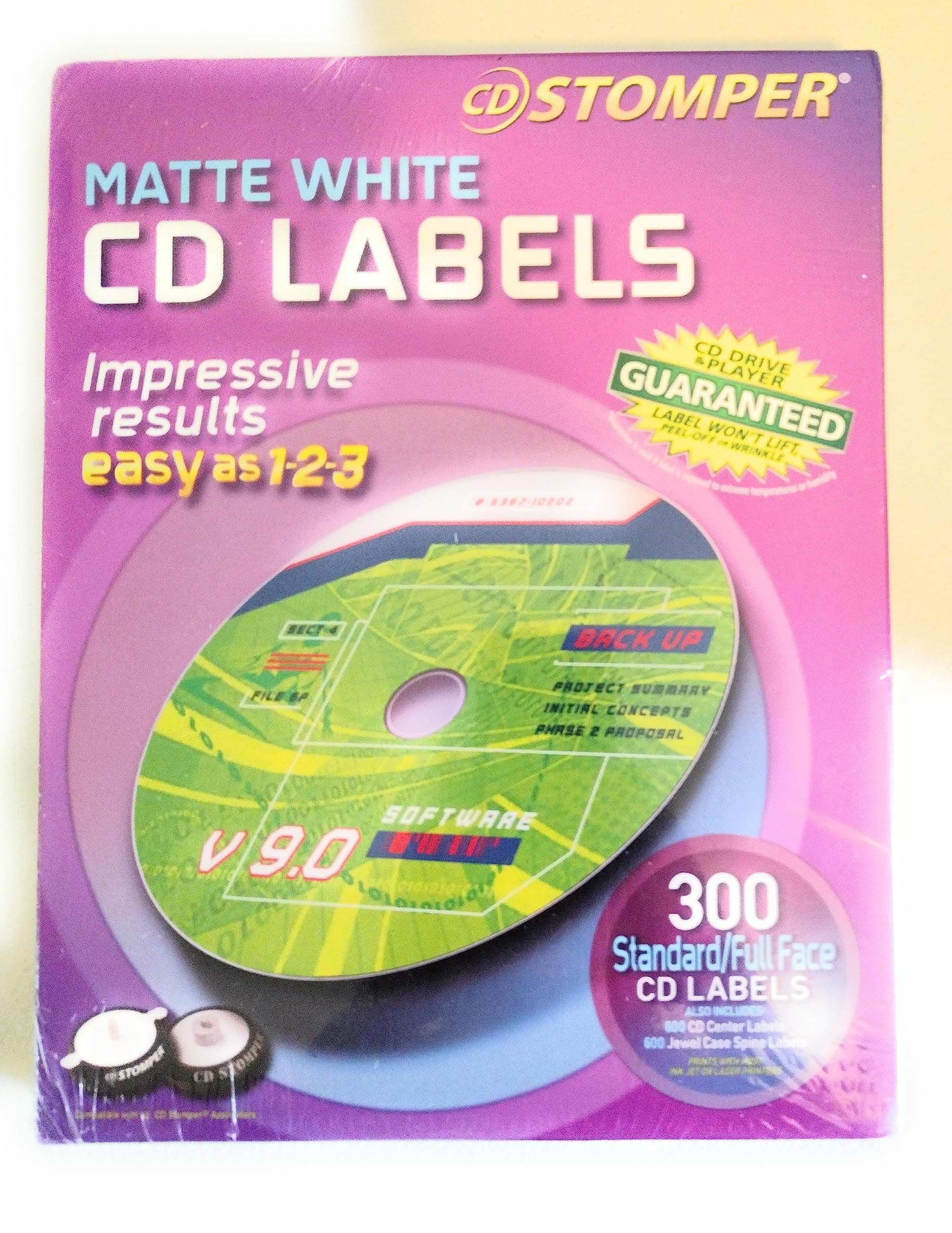 Avery 98122 Labels for use with CD Stomper CD/DVD Labeling System, White Matte, 300/pack