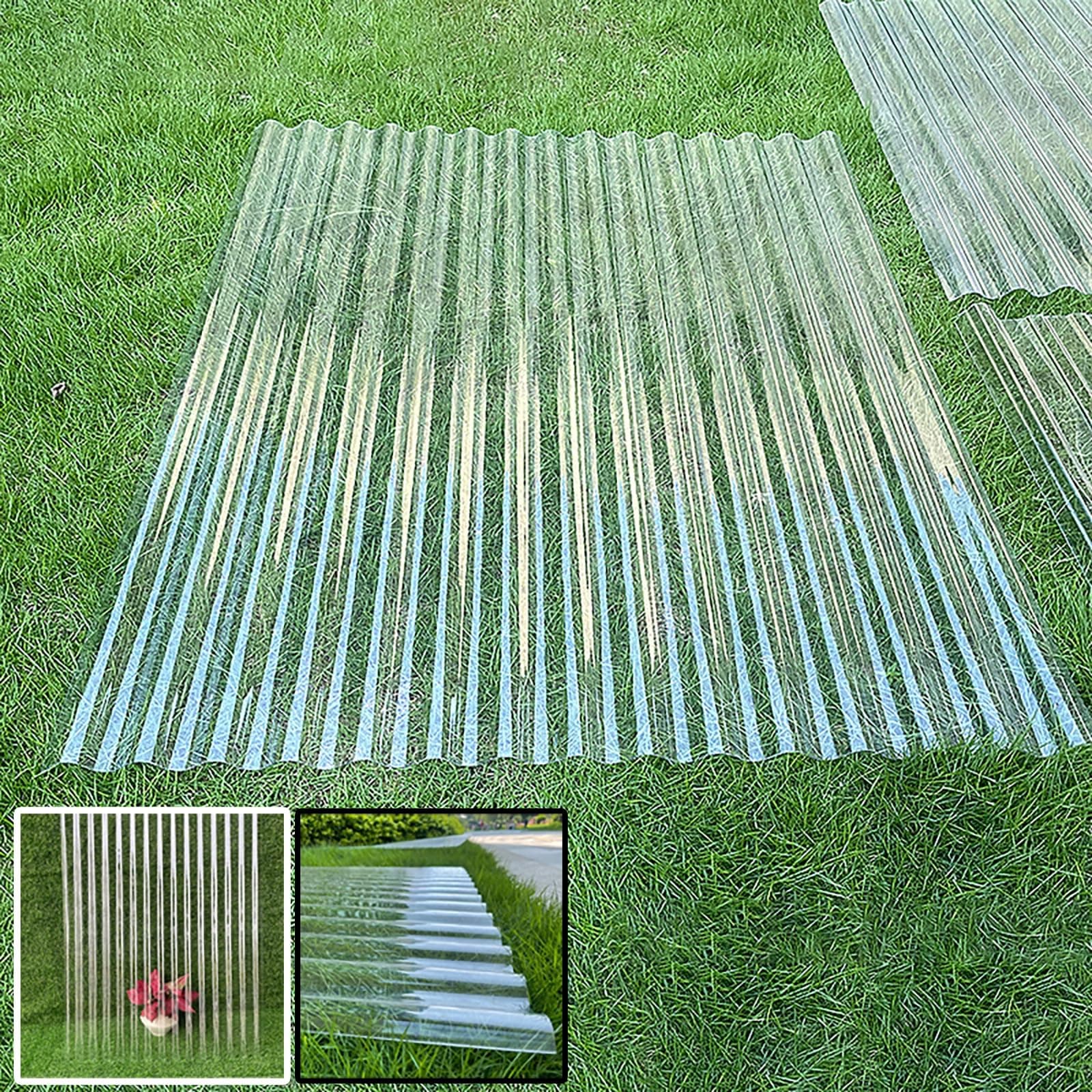 Clear Roofing Panel, 1mm Corrugated Roofing Panels, Cladding Walling Sheeting, Fiberglass Daylighting Panels, Greenhouse Shed Roof Panel, Roofing Sheet, Easy to Roll and Cut(Clear,35x75in)