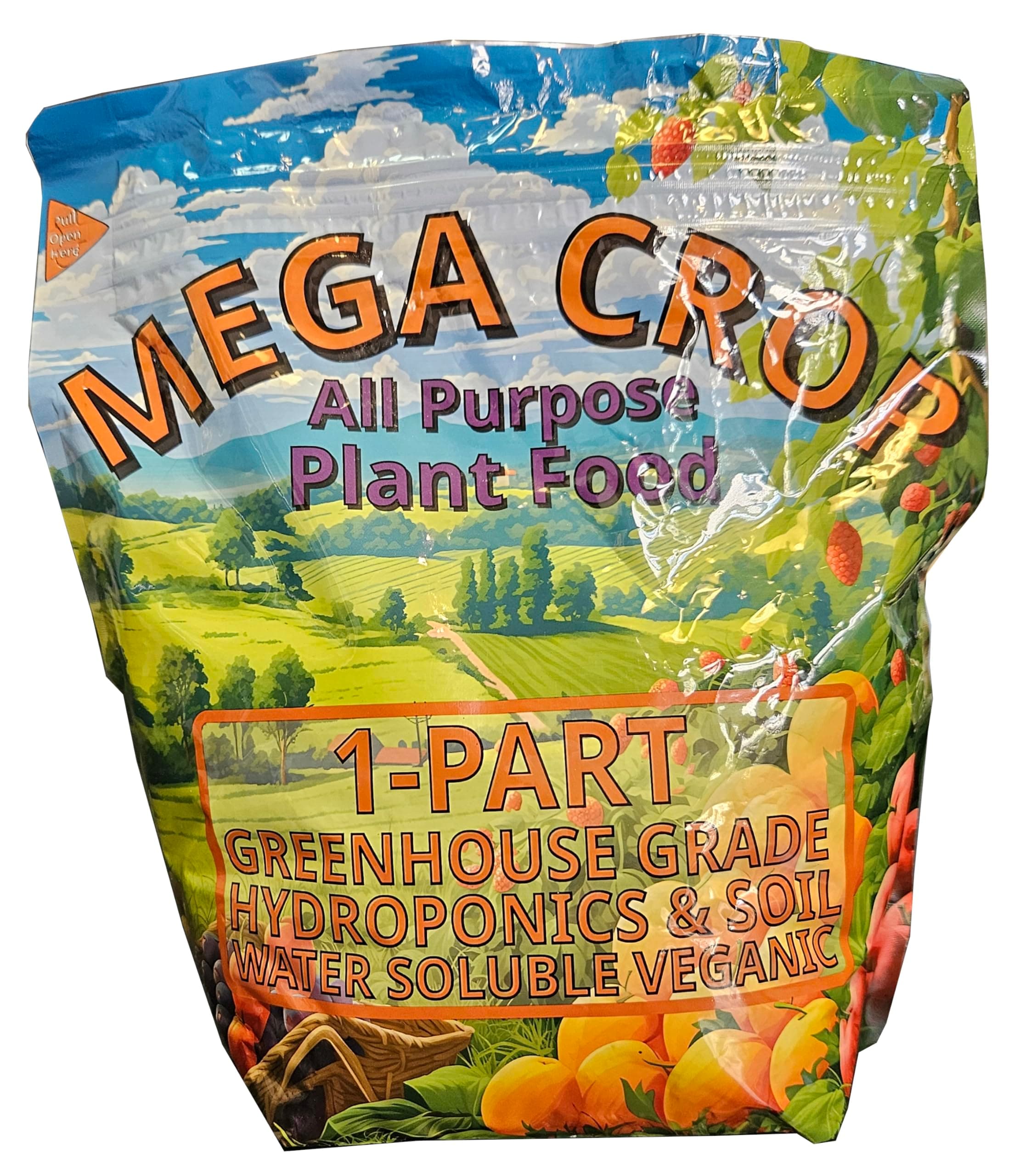 Mega Crop 1-Part Complete Base Nutrient - Hydroponic and Soil Fertilizer for Plants with Organics – Easy to Use for Max harvests - Makes 2000 Liters