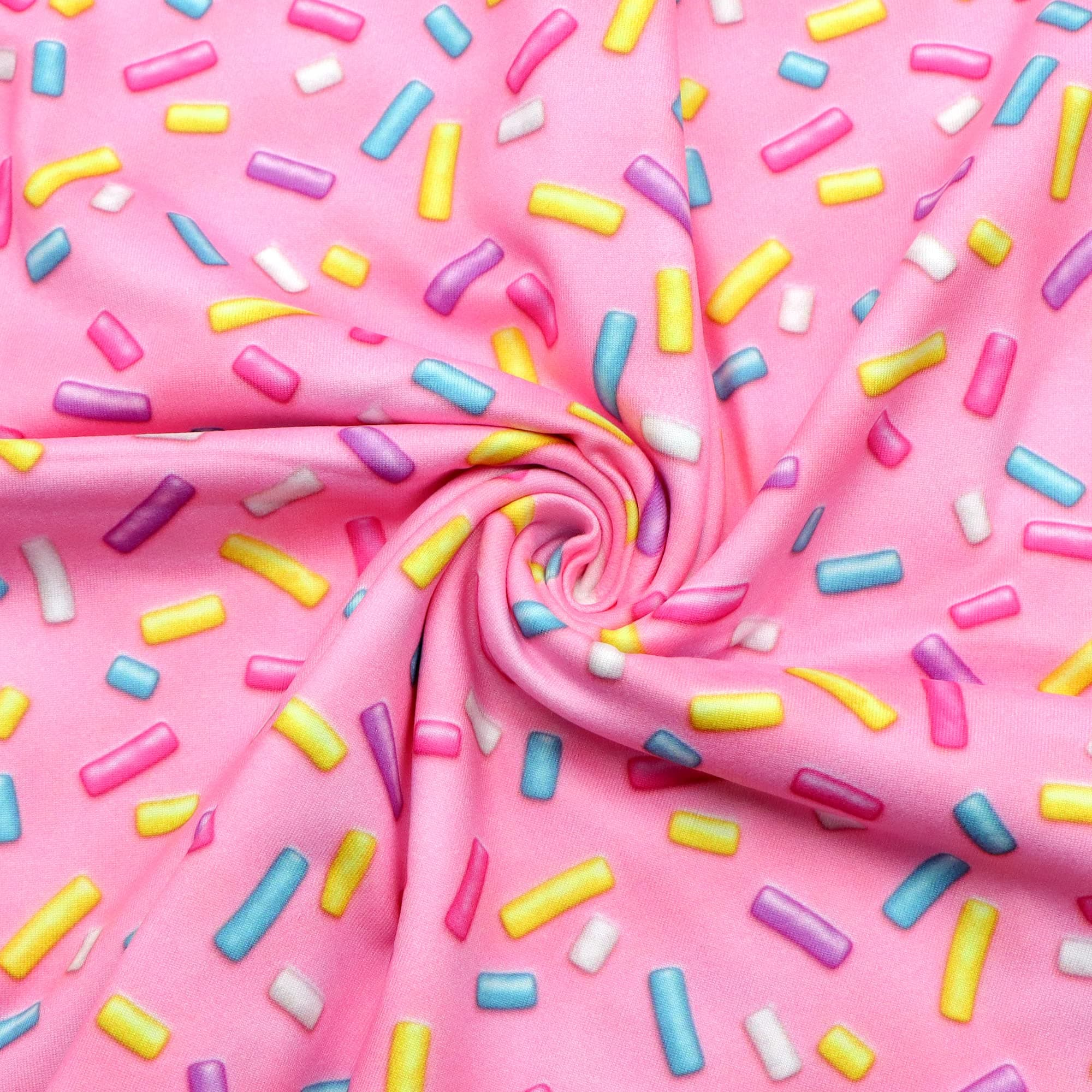 Candy Printed Double Brushed Polyester Fabric Soft Smooth 4 Way Stretch Knit Fabric by The Yard for Dress Sewing (Pink)