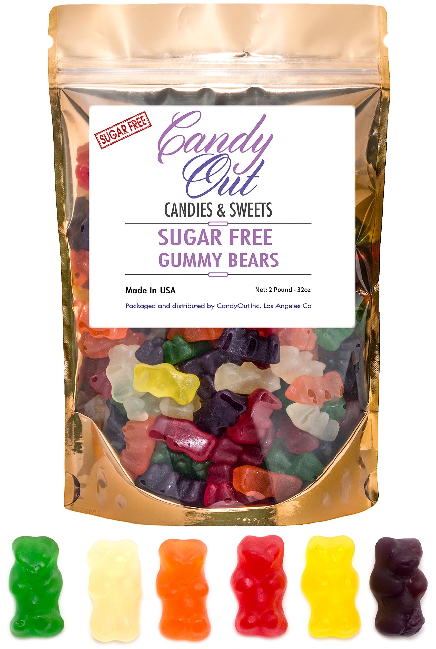 CandyOut Gummy Bears Sugar Free Candy 2 Pound