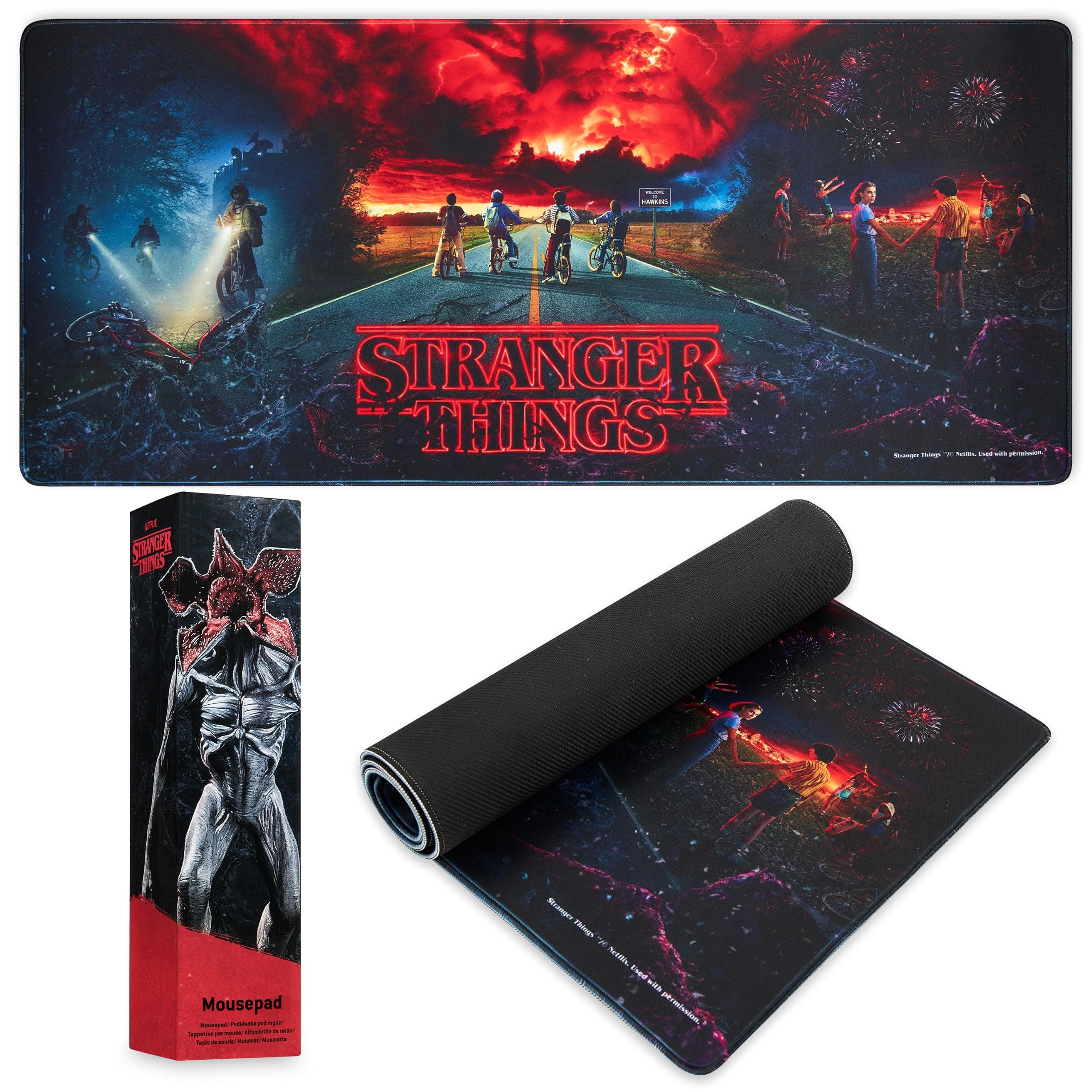 Stranger Things Desk Mat Large Mouse Mat 80 x 36 cm Desk Protector Mat PC Laptop Keyboard and Mouse Mat Gamer Gifts (Black)