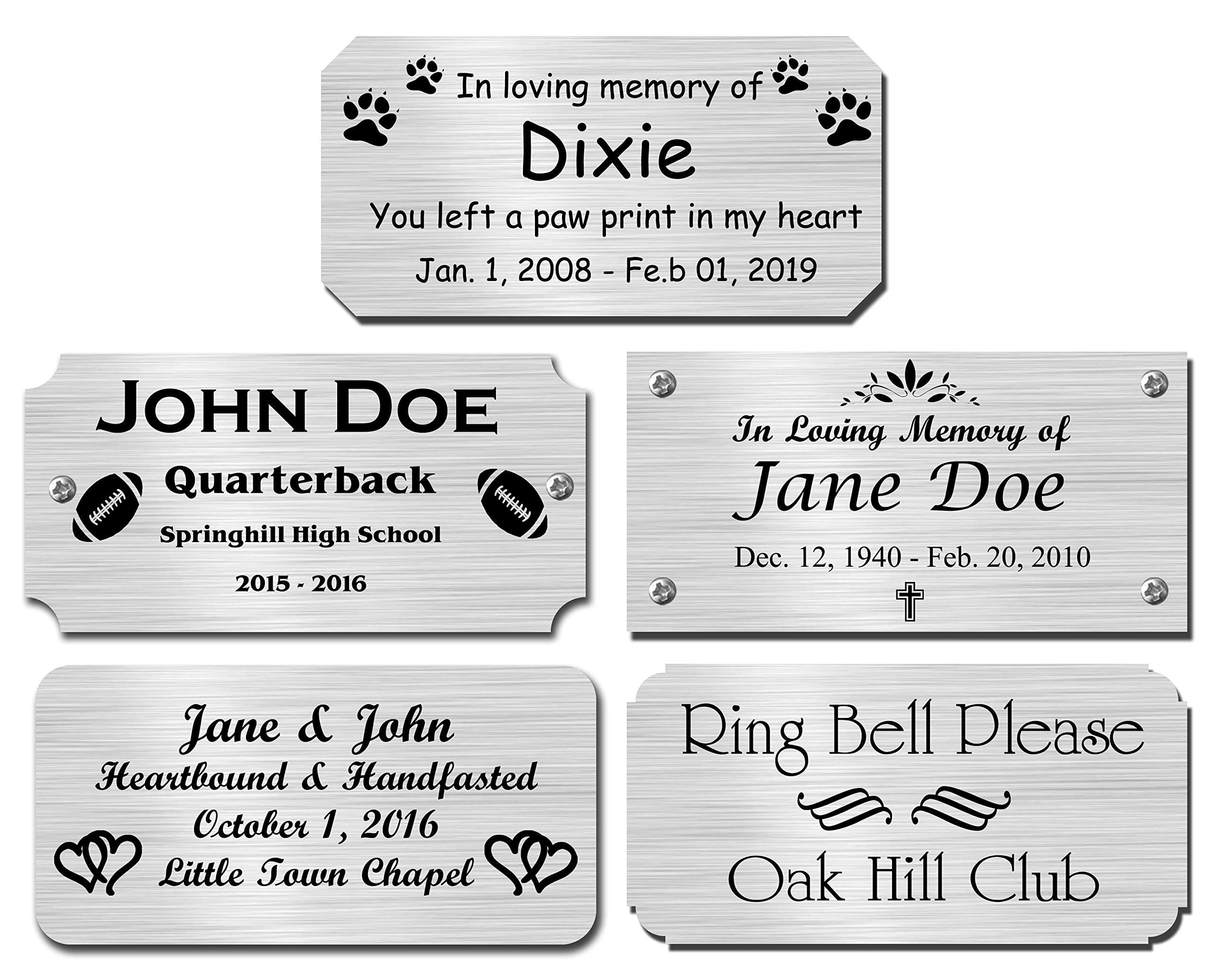 2" H x 5" W, Custom Engraved Solid Brass Copper Name Plates, Satin or Polished Finish, Personalized, Made to Order, Nameplate Memorial, Made in USA (Satin Silver, 2" H x 5" W)