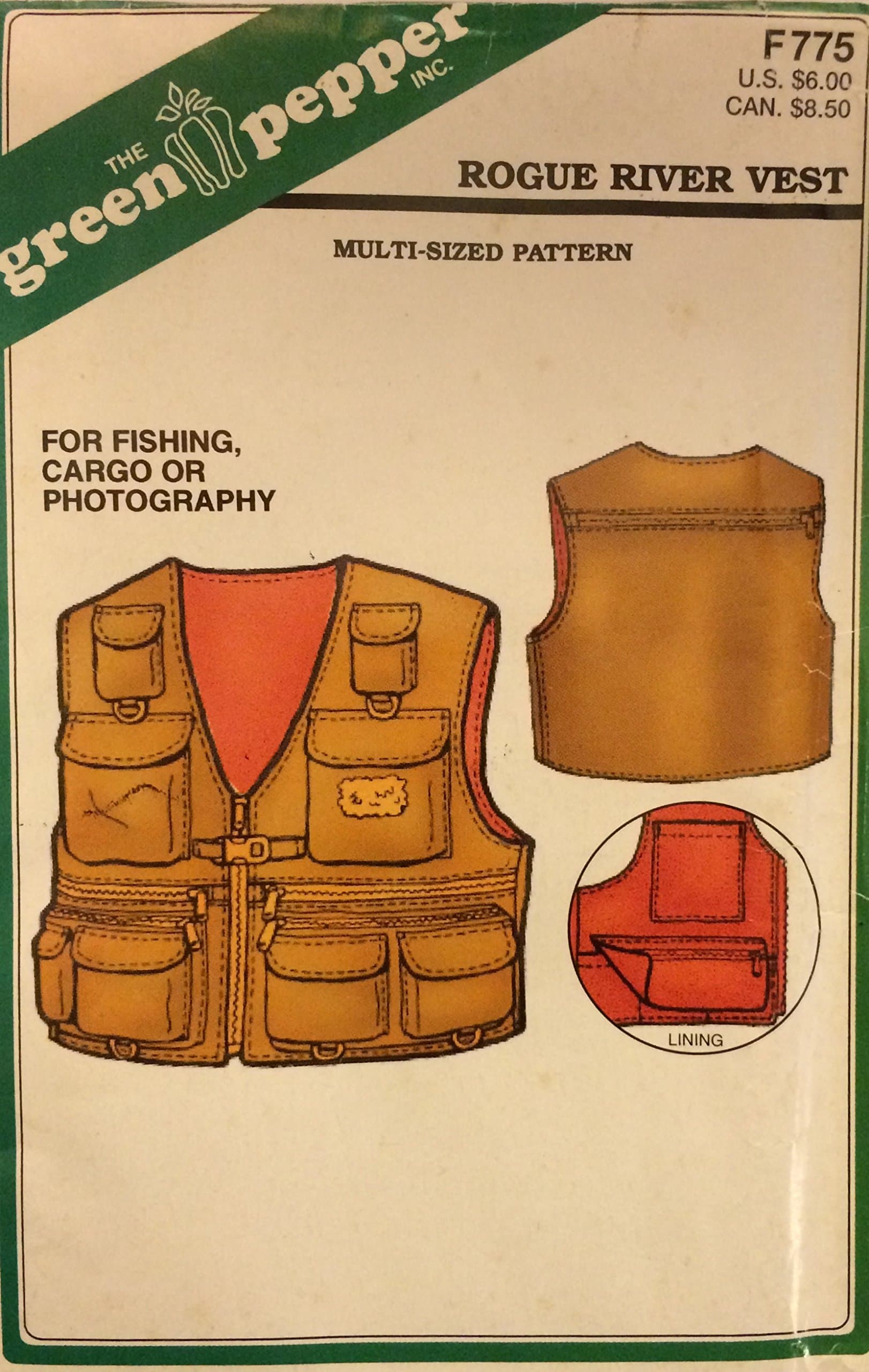 The Green Pepper Multi Sized Sewing Pattern F775 Rogue River Vest