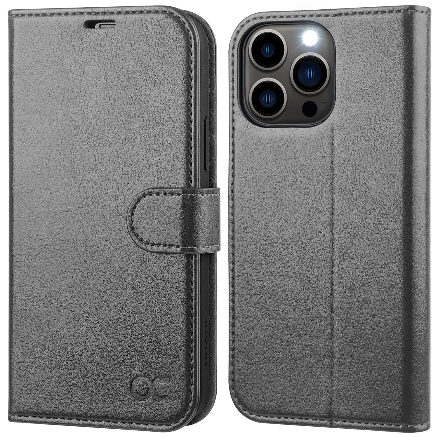 OCASE Compatible with iPhone 13 Pro Wallet Case, PU Leather Flip Case with Card Holders RFID Blocking Stand [Shockproof TPU Inner Shell] Phone Cover 6.1 Inch 2021 (Gray)