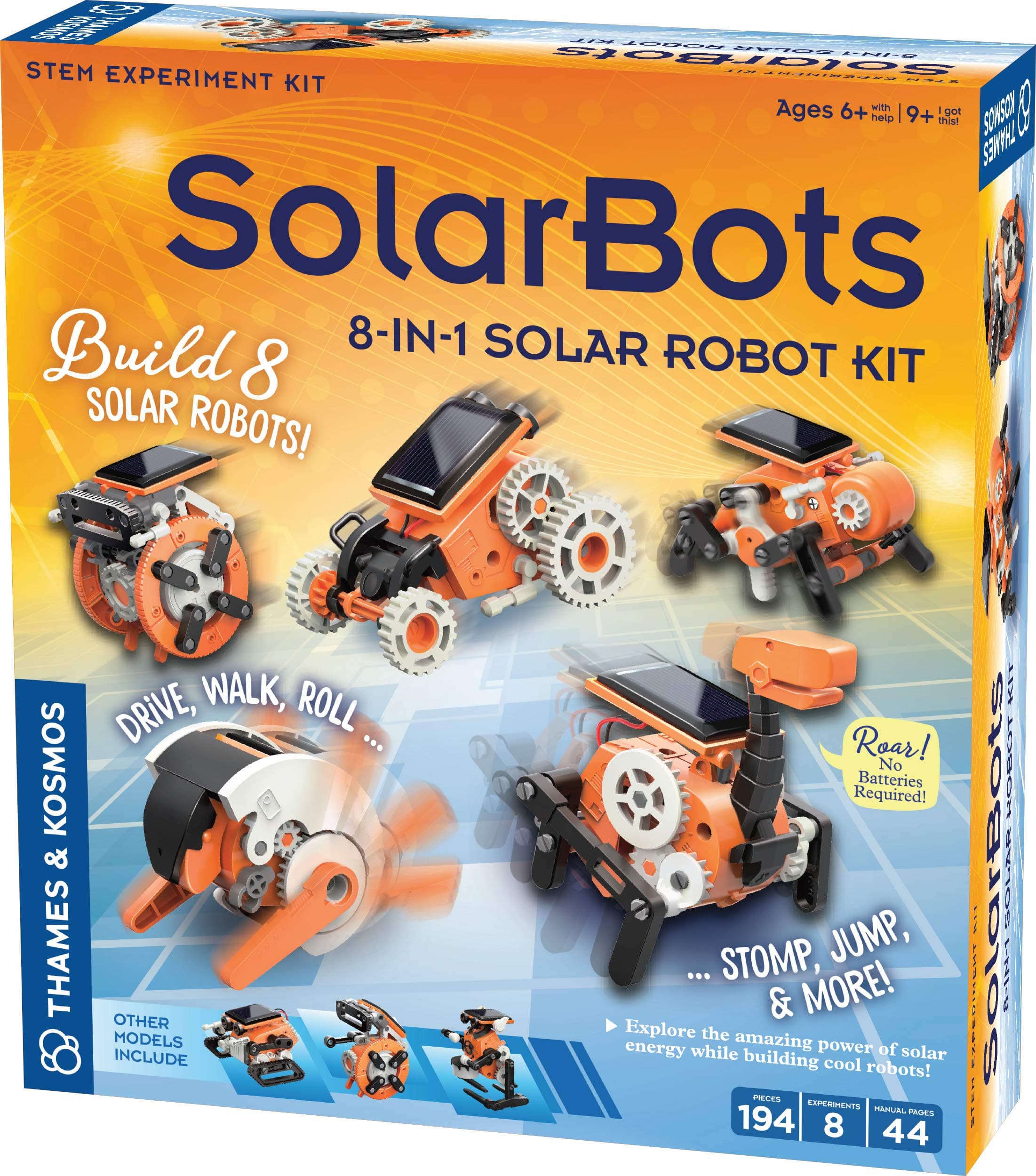 SolarBots: 8-in-1 Solar Robot STEM Experiment Kit | Build 8 Cool Solar-Powered Robots in Minutes | No Batteries Required | Learn About Solar Energy & Technology | Solar Panel Included