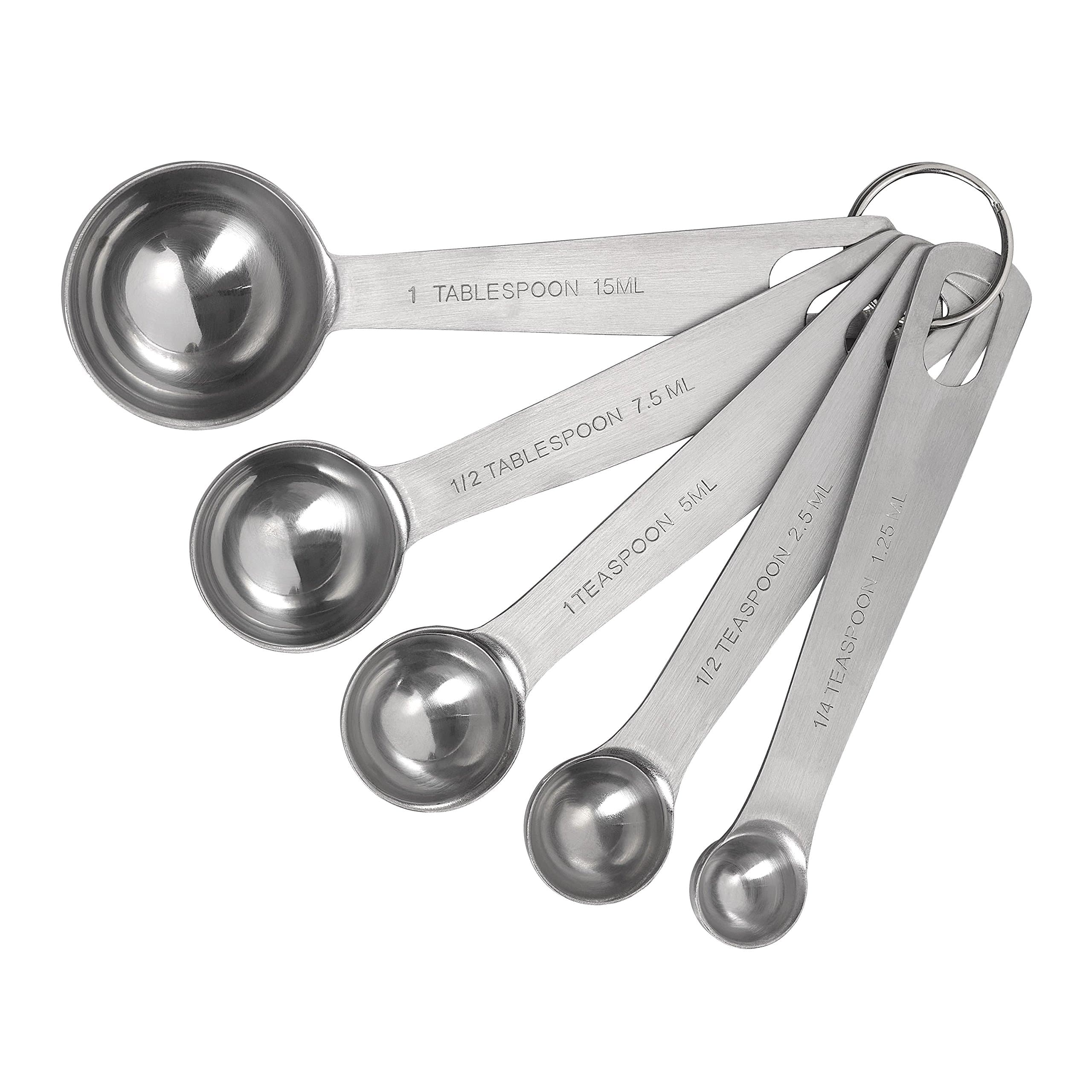 Tala Stainless Steel Measuring Spoons, 5 Piece Set for Measuring Dry and Liquids with Clear and Easy to Read makring on Each Spoon to Know The measurment