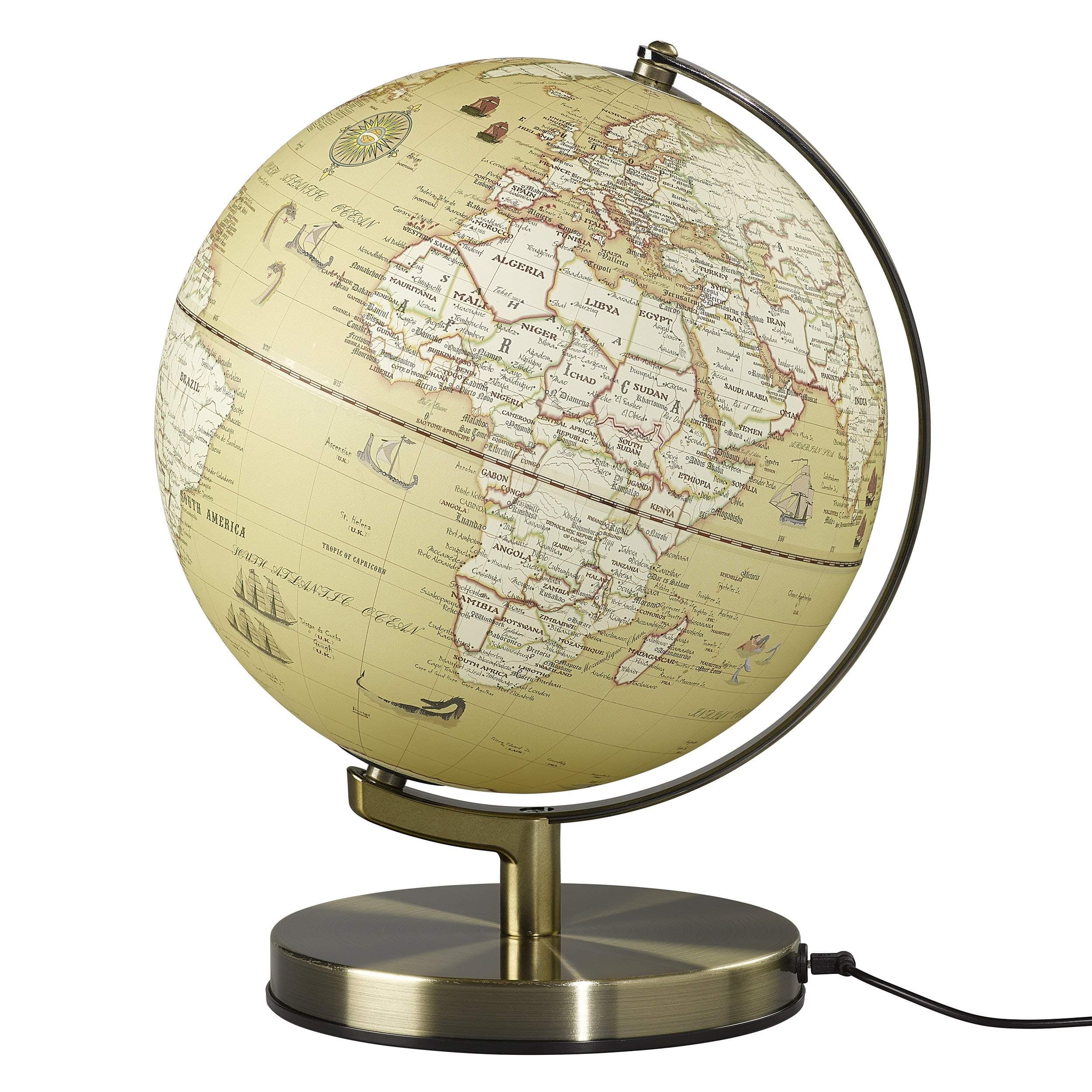 Wild and Wolf Globe Light 10 Inch | Vintage Map