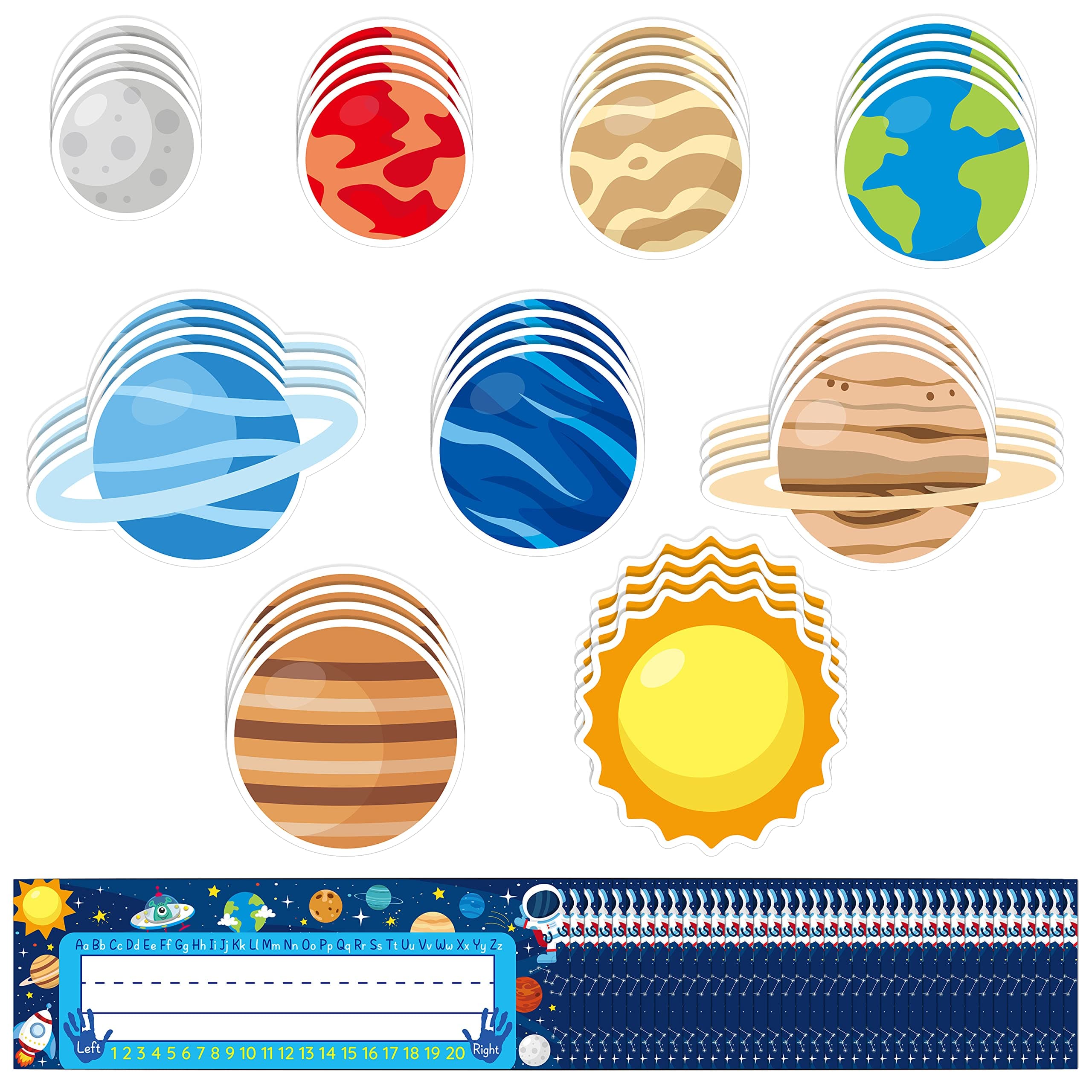BeYumi 63Pcs Outer Space Nameplates Cutouts